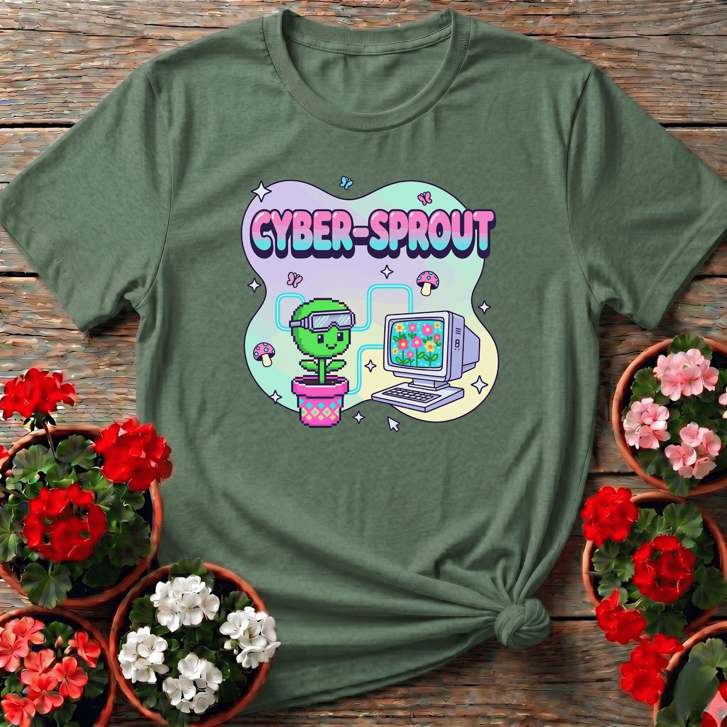 Cyber Sprout Funny Gardening Tee for Plant Lovers - GardeningTshirts