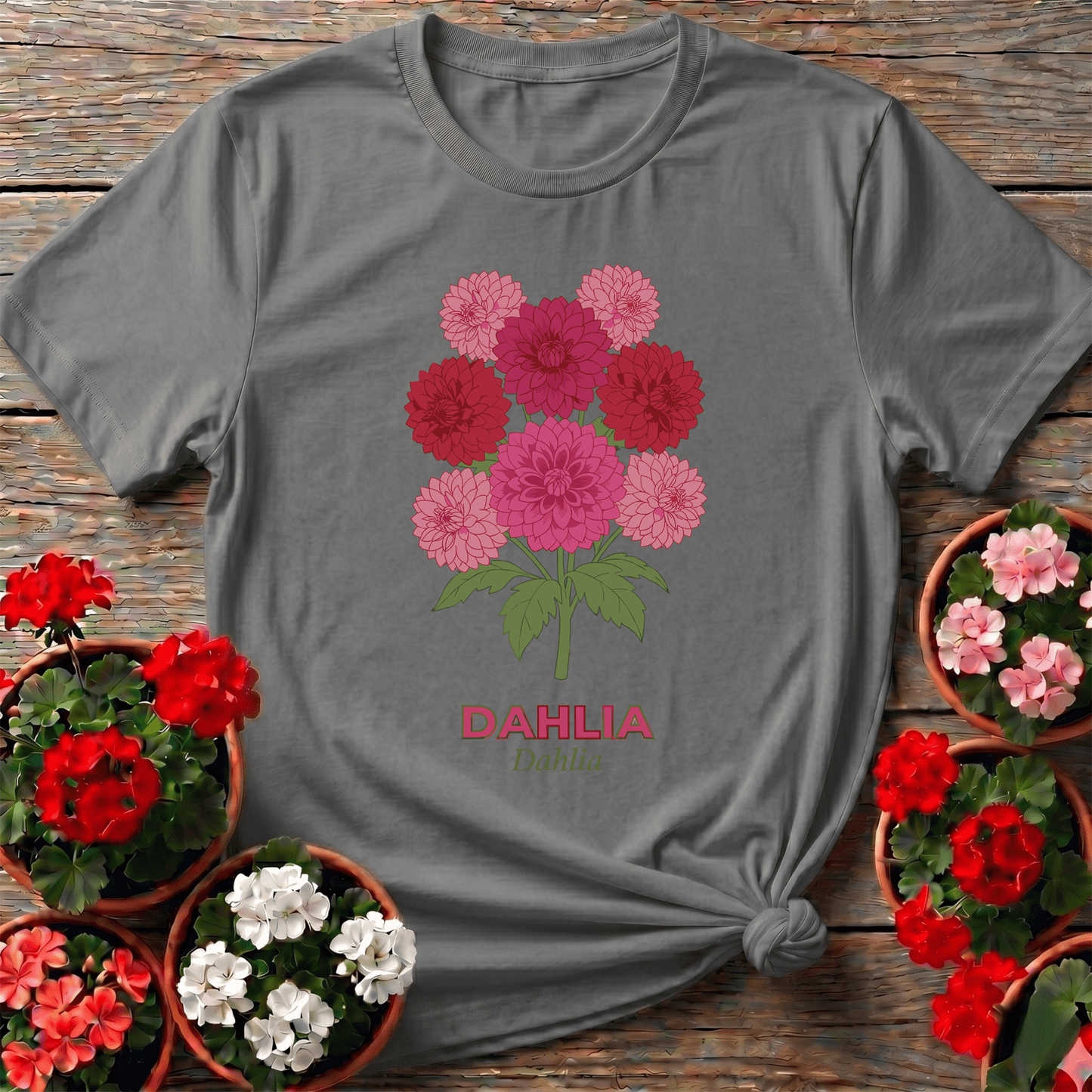 Dahlia Flower Bouquet Gardening T-Shirt for Dahlia Lovers - GardeningTshirts