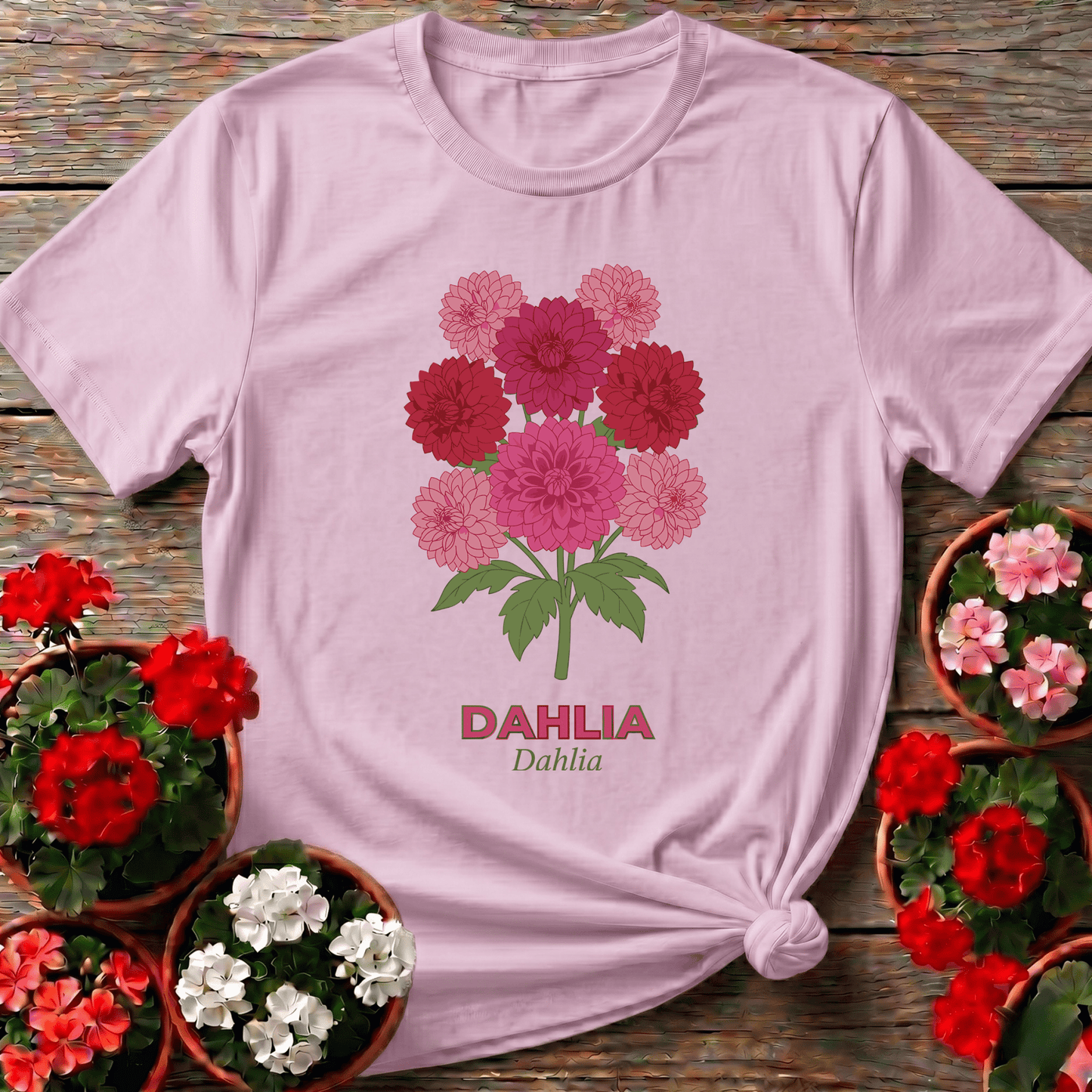 Dahlia Flower Bouquet Gardening T-Shirt for Dahlia Lovers - GardeningTshirts