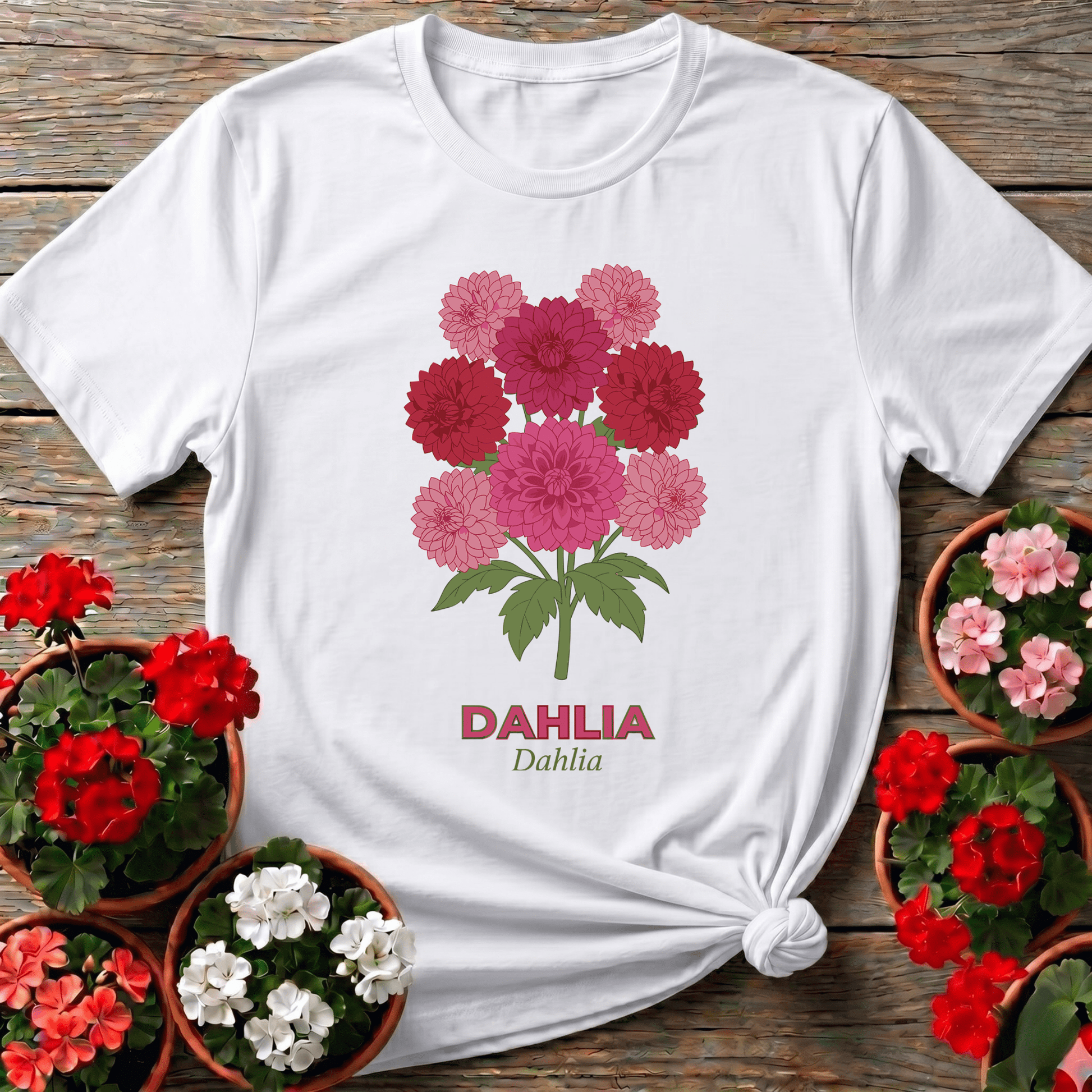 Dahlia Flower Bouquet Gardening T-Shirt for Dahlia Lovers - GardeningTshirts