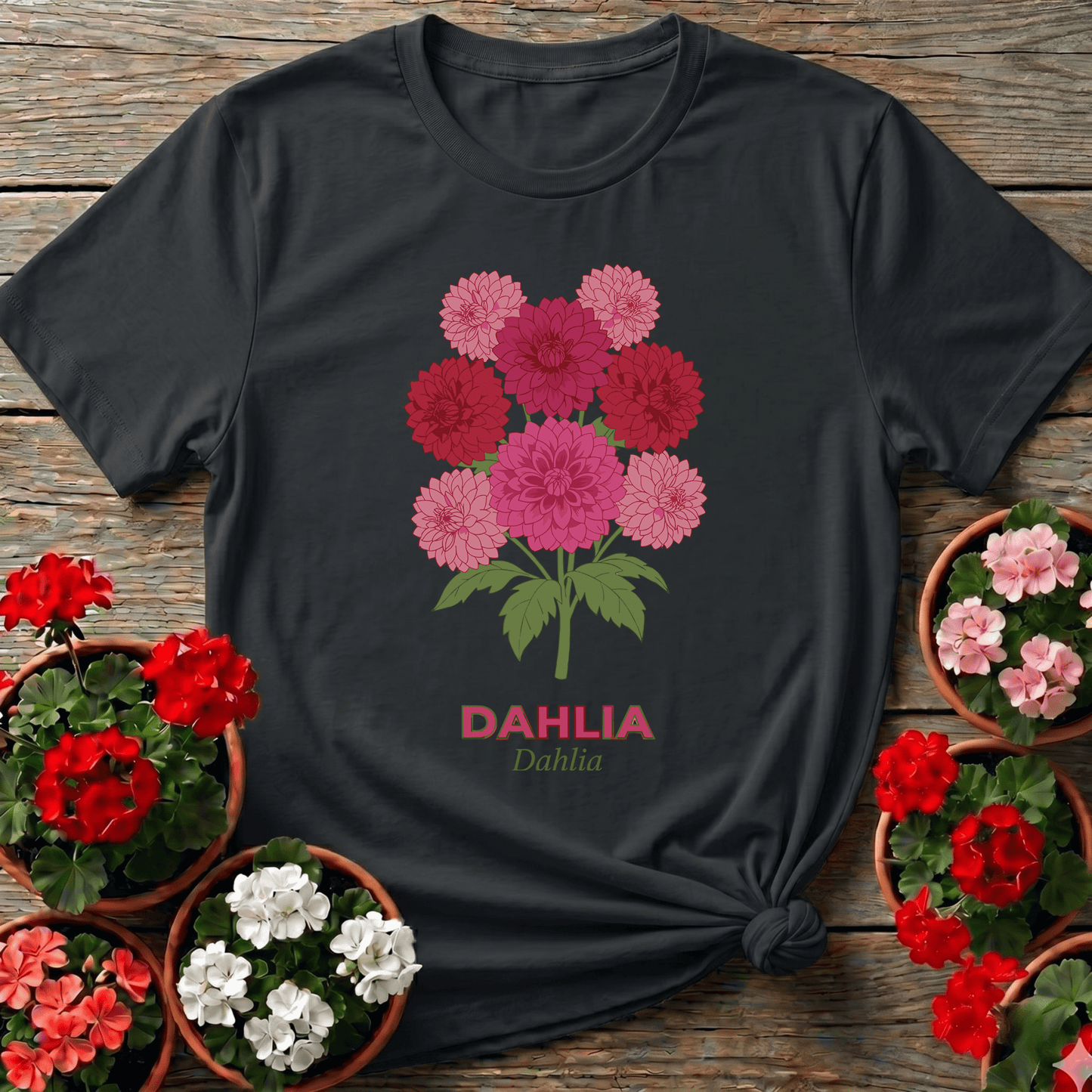 Dahlia Flower Bouquet Gardening T-Shirt for Dahlia Lovers - GardeningTshirts