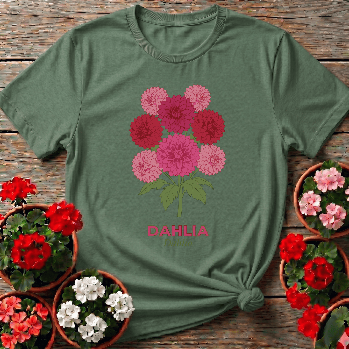 Dahlia Flower Bouquet Gardening T-Shirt for Dahlia Lovers - GardeningTshirts