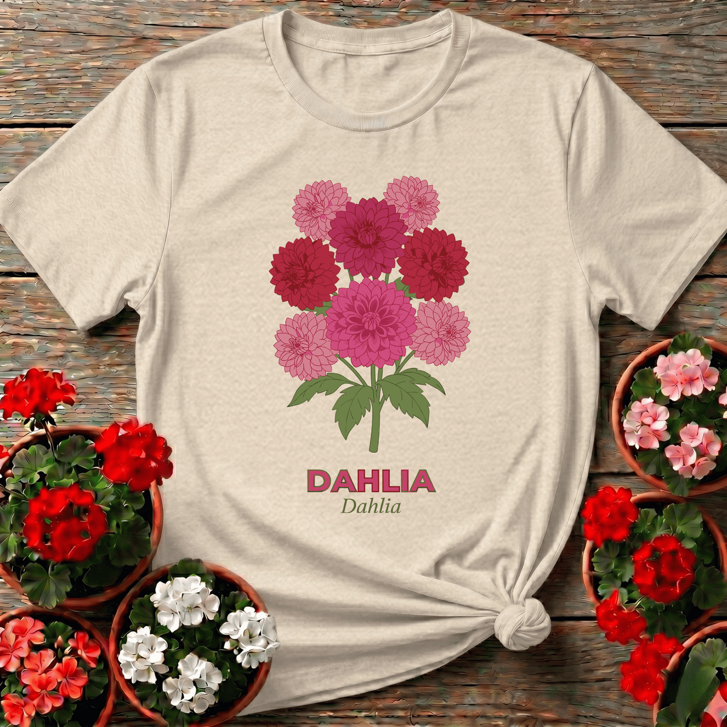Dahlia Flower Bouquet Gardening T-Shirt for Dahlia Lovers - GardeningTshirts