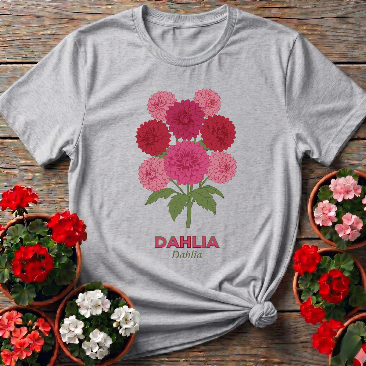 Dahlia Flower Bouquet Gardening T-Shirt for Dahlia Lovers - GardeningTshirts