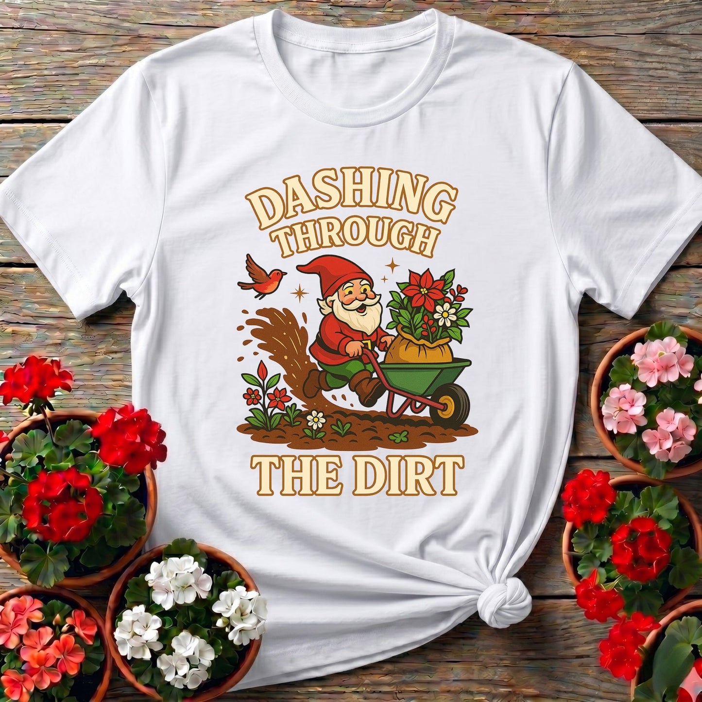 Dashing Through The Dirt Christmas T-shirt - GardeningTshirts