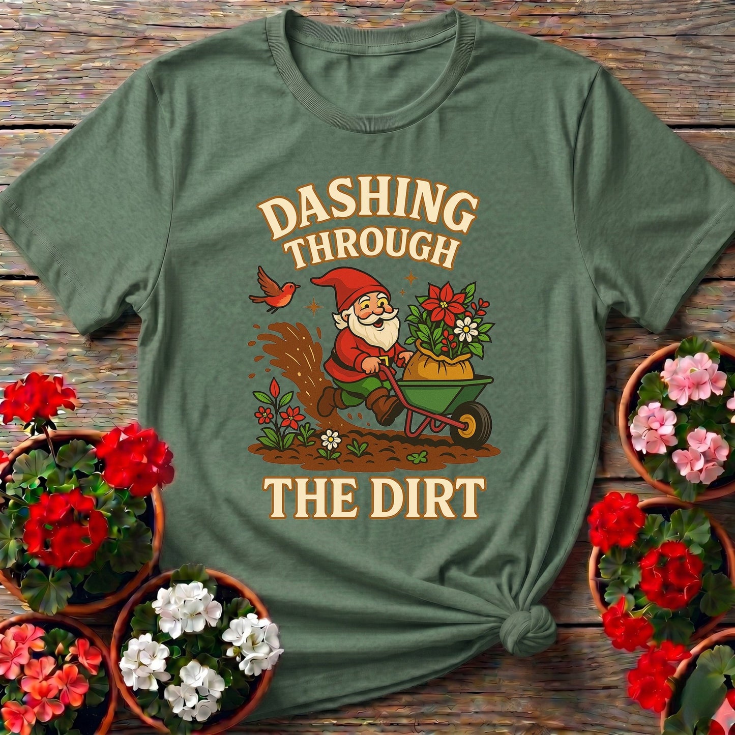 Dashing Through The Dirt Christmas T-shirt - GardeningTshirts