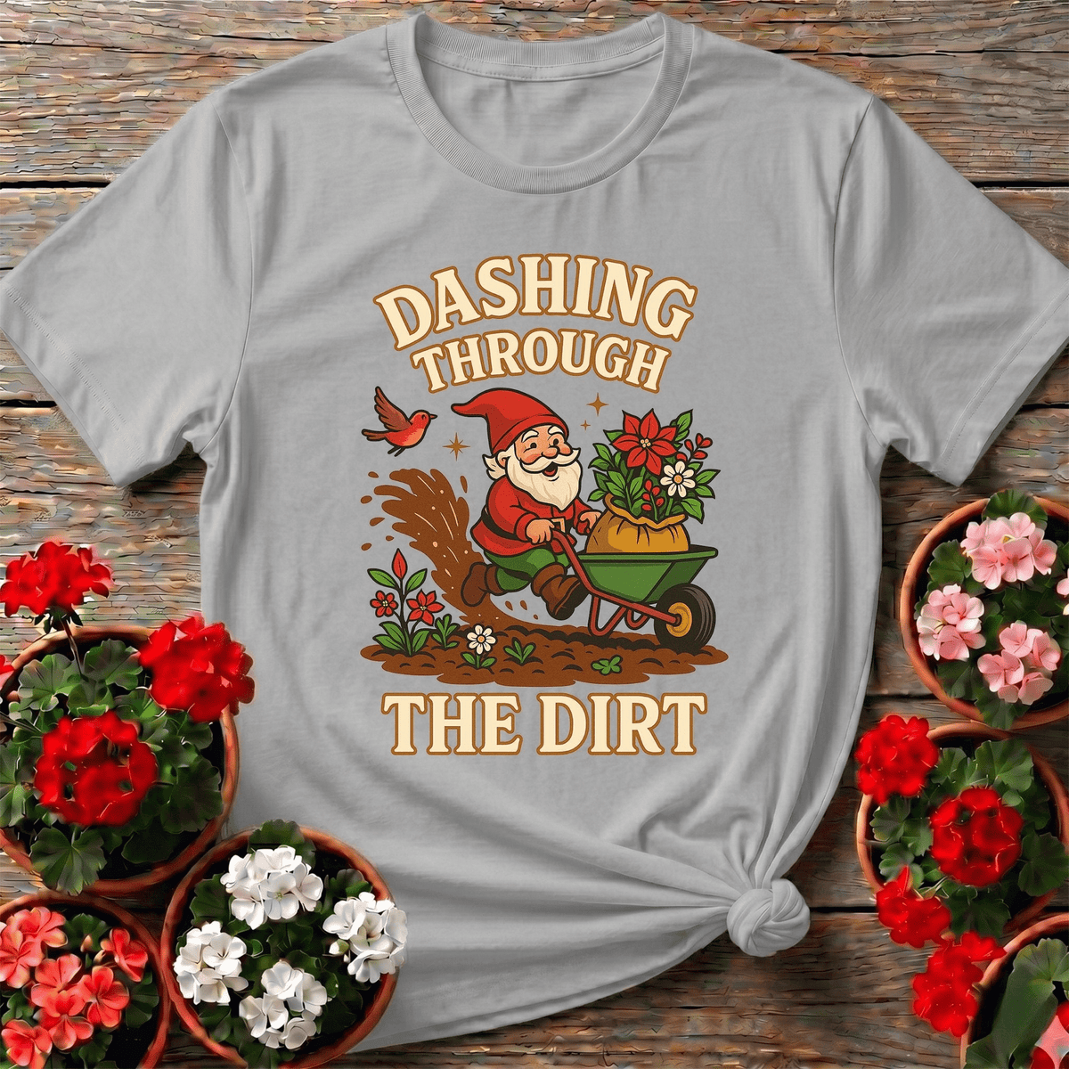 Dashing Through The Dirt Christmas T-shirt - GardeningTshirts