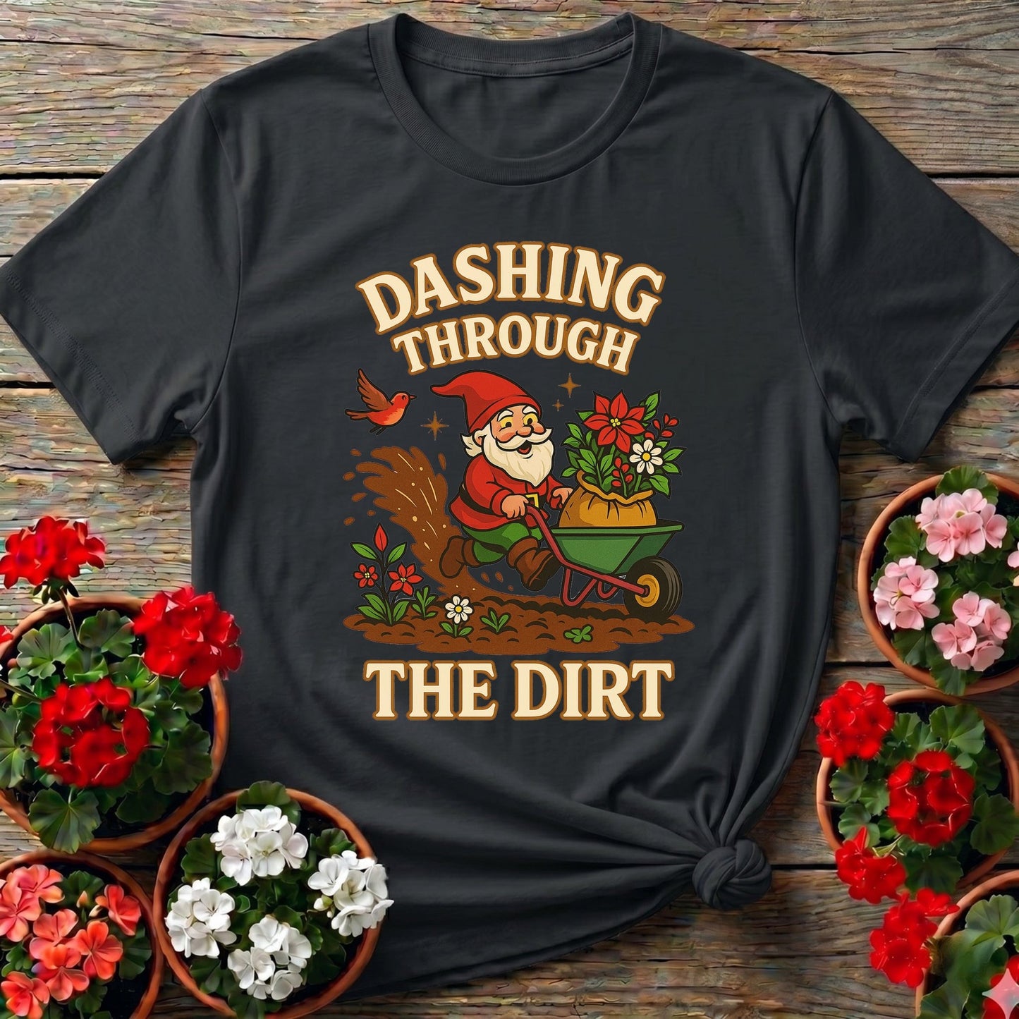 Dashing Through The Dirt Christmas T-shirt - GardeningTshirts