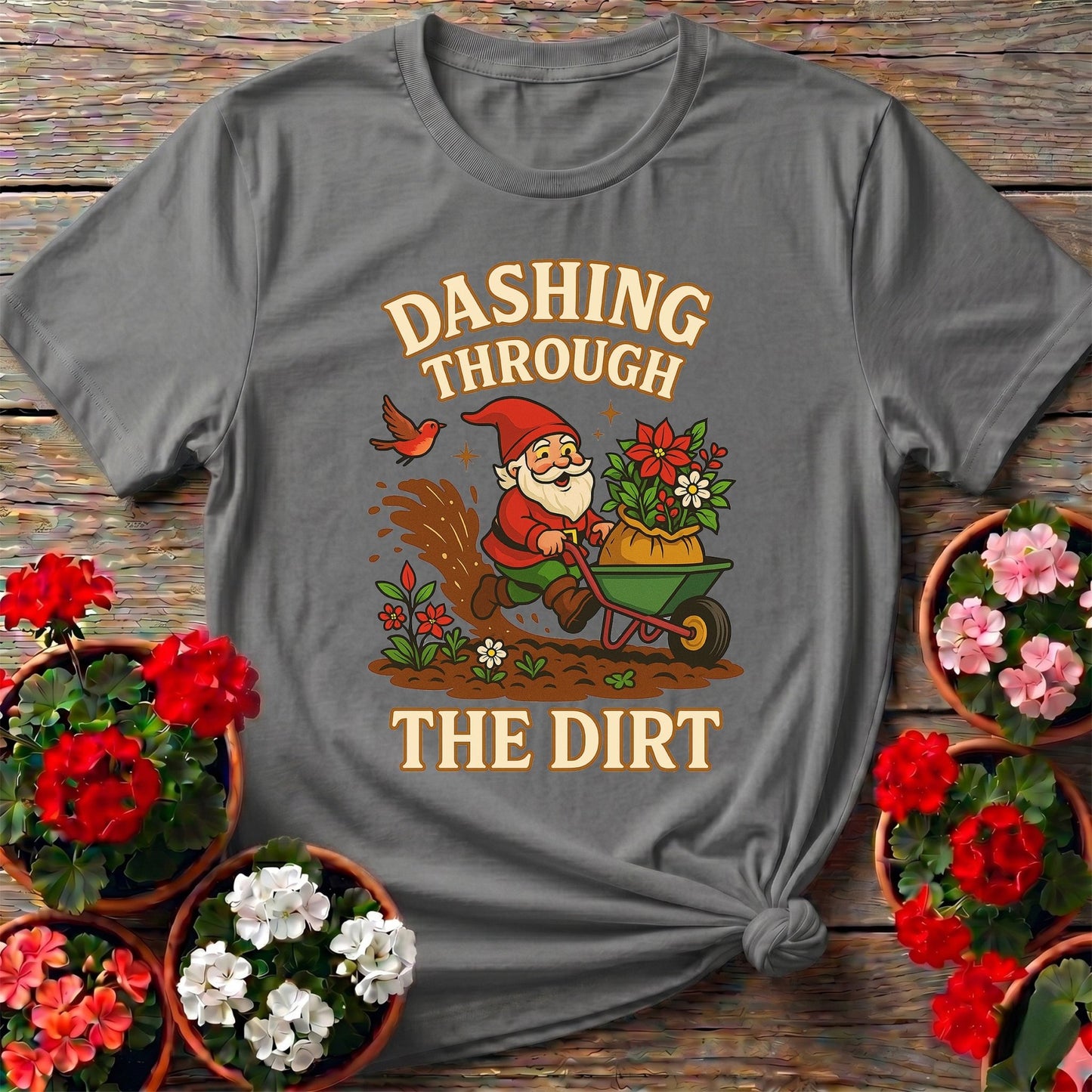 Dashing Through The Dirt Christmas T-shirt - GardeningTshirts