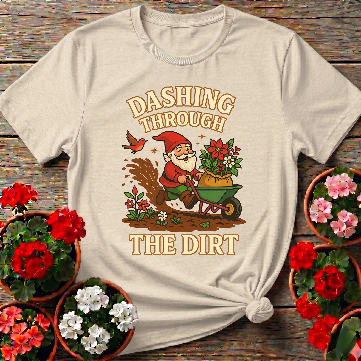 Dashing Through The Dirt Christmas T-shirt - GardeningTshirts