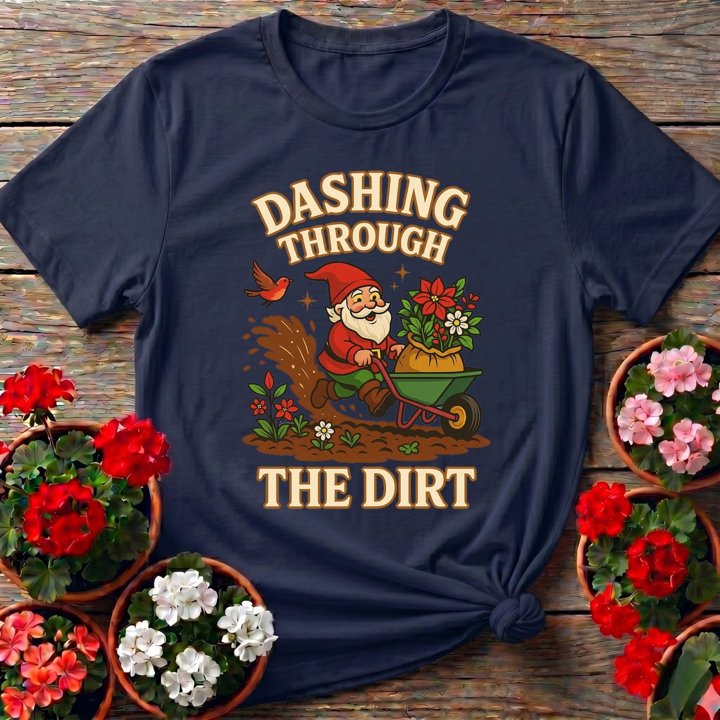 Dashing Through The Dirt Christmas T-shirt - GardeningTshirts