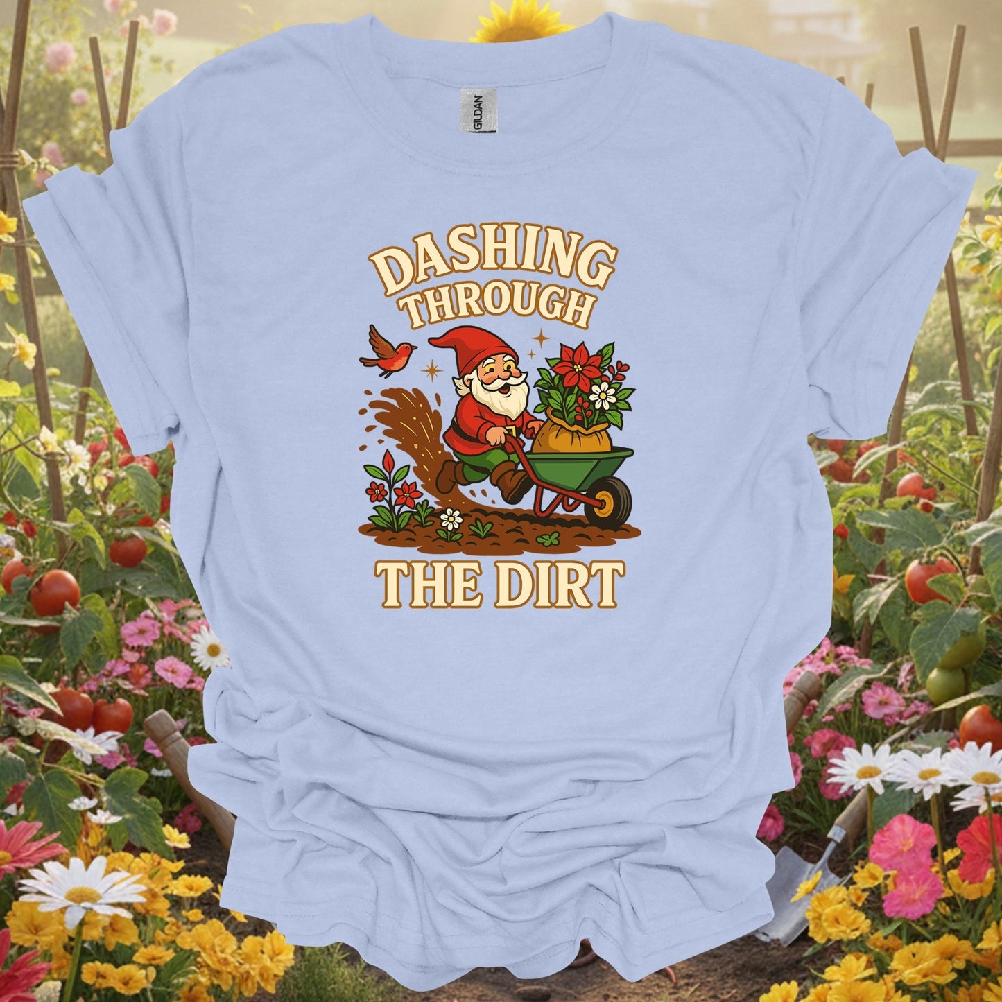 "Dashing Through The Dirt" Funny Christmas T-Shirt - GardeningTshirts