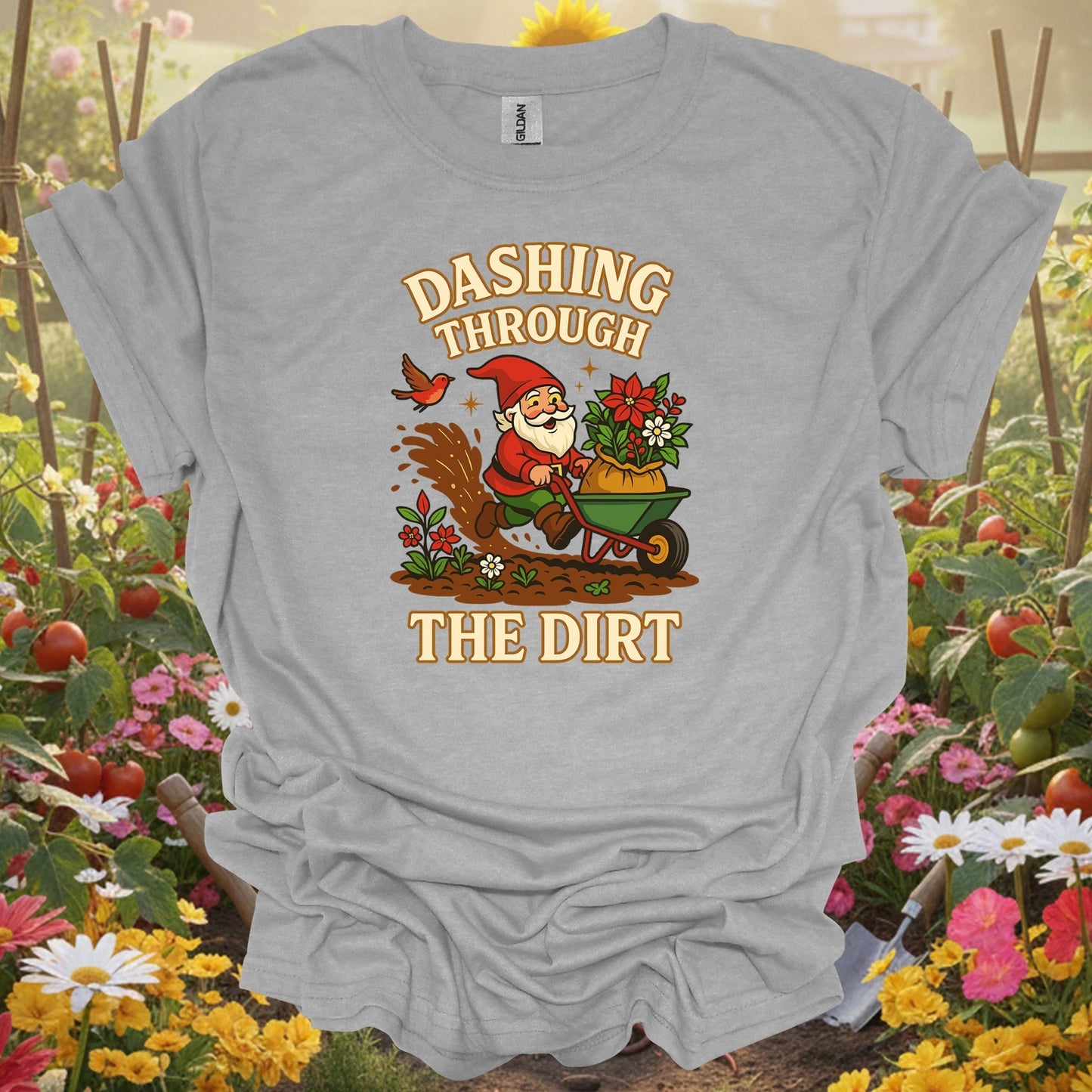 "Dashing Through The Dirt" Funny Christmas T-Shirt - GardeningTshirts