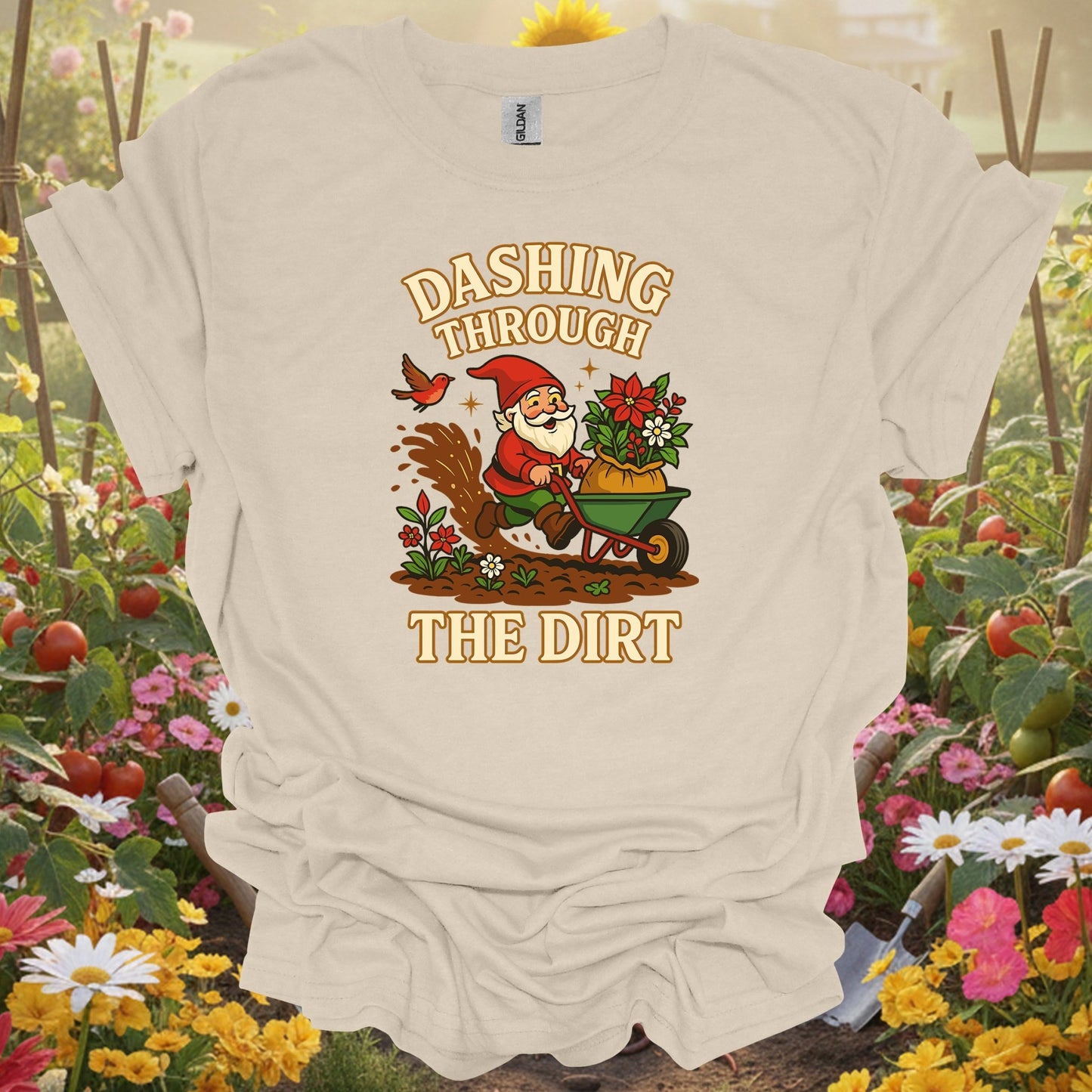 "Dashing Through The Dirt" Funny Christmas T-Shirt - GardeningTshirts