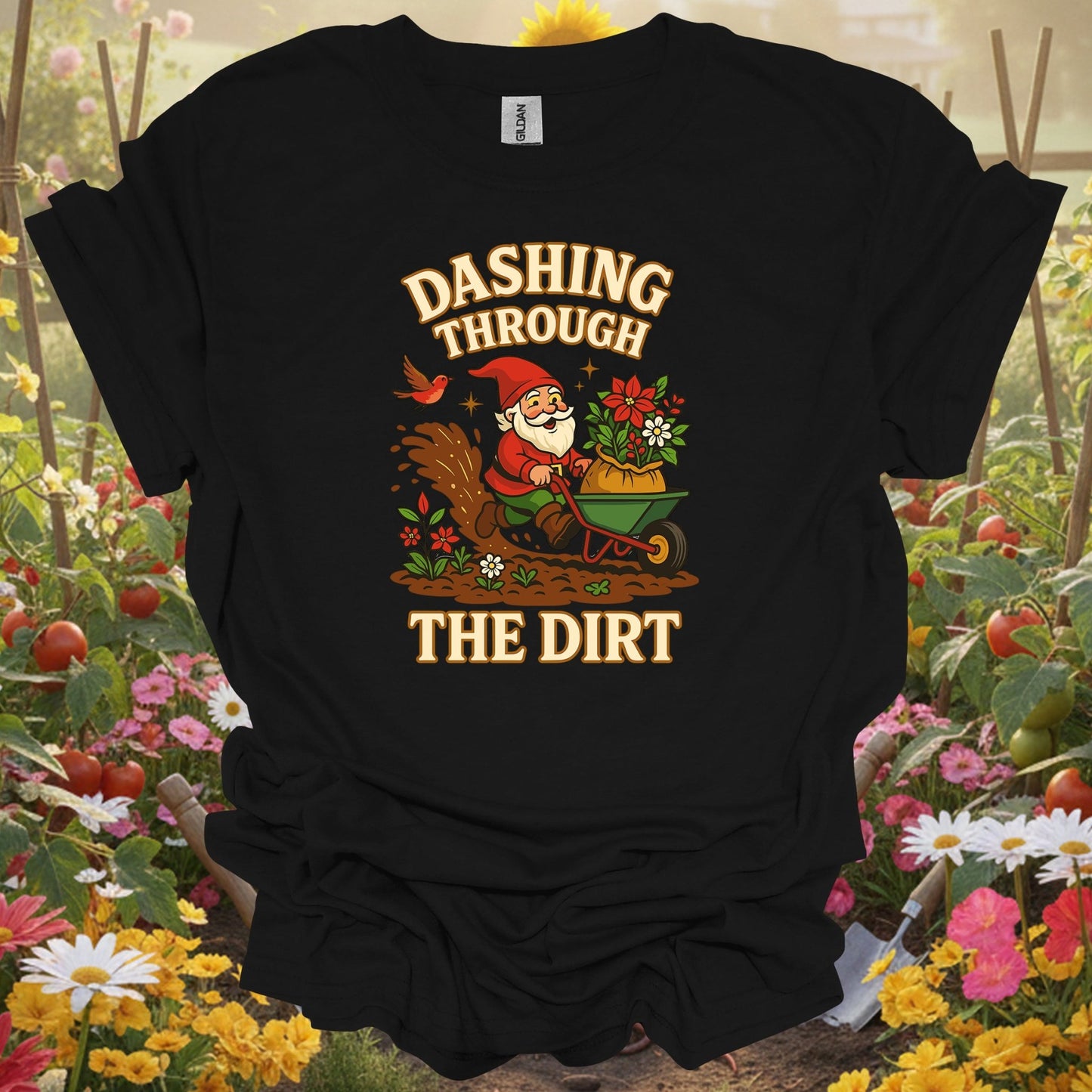"Dashing Through The Dirt" Funny Christmas T-Shirt - GardeningTshirts