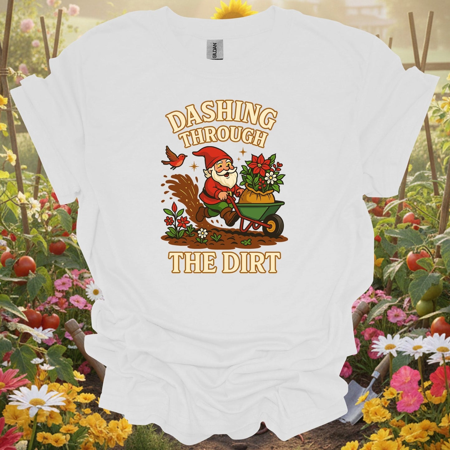 "Dashing Through The Dirt" Funny Christmas T-Shirt - GardeningTshirts