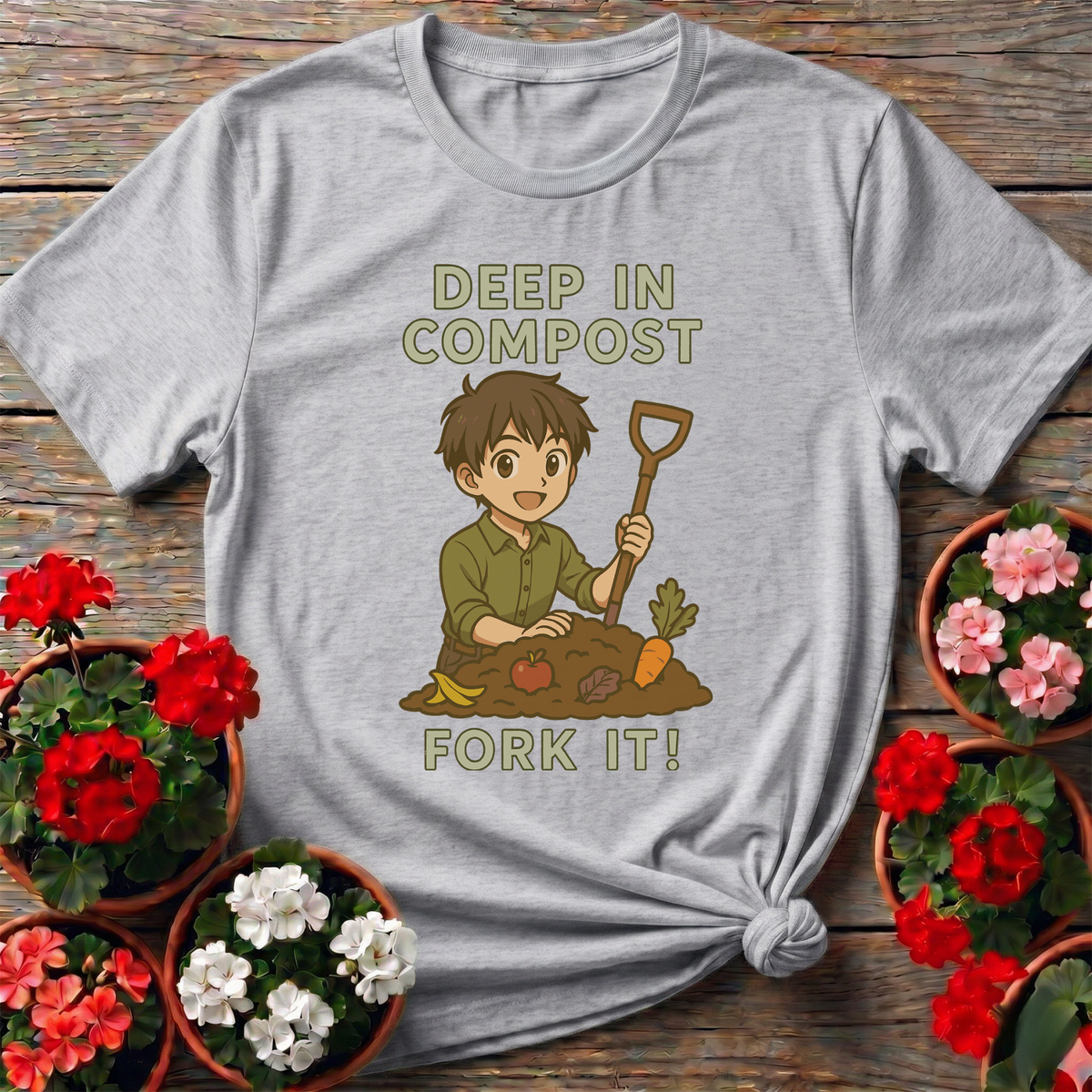 Deep In Compost Fork It Funny Anime Gardening Tee - GardeningTshirts