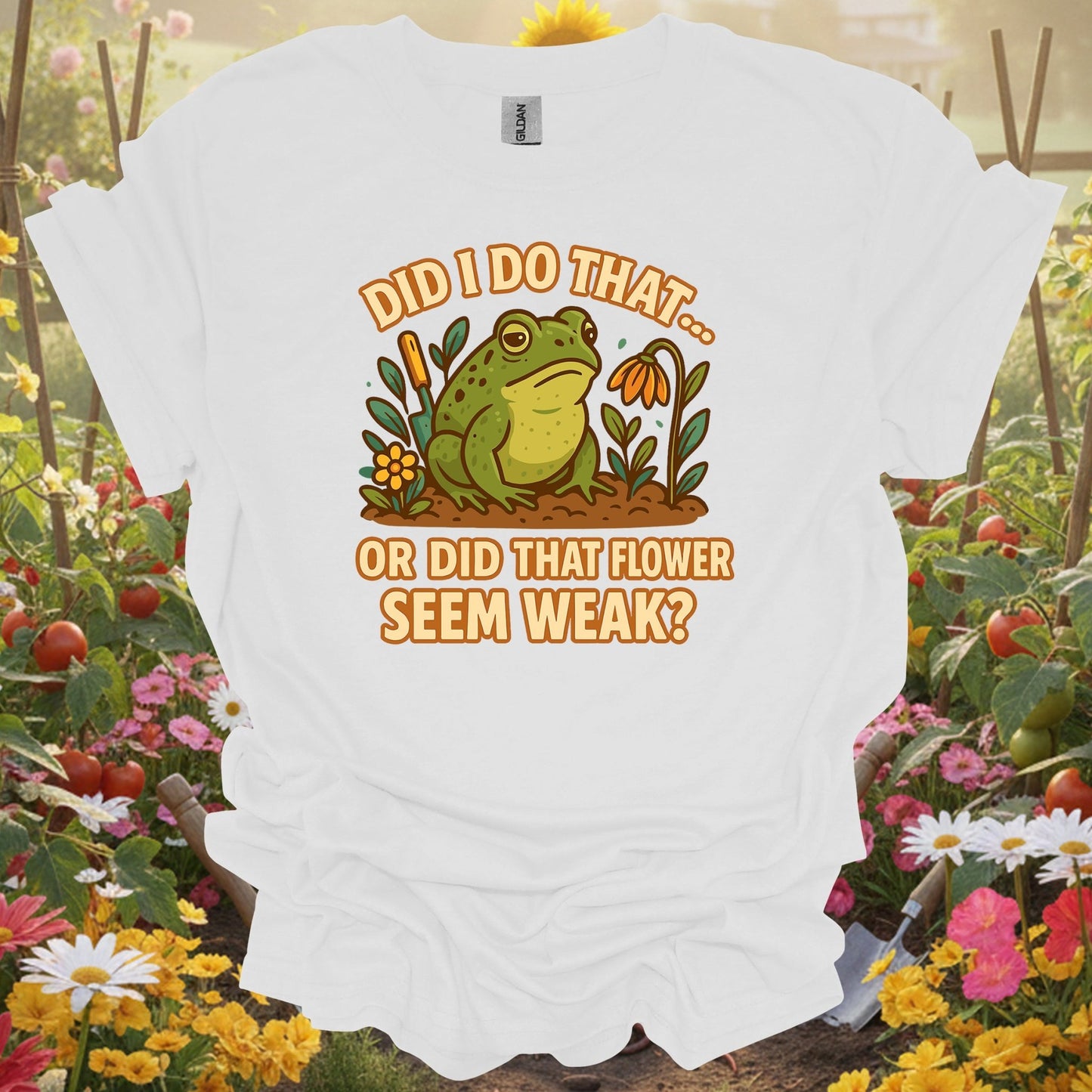White tee showing did i do that funny frog gardening for garden hobbyists