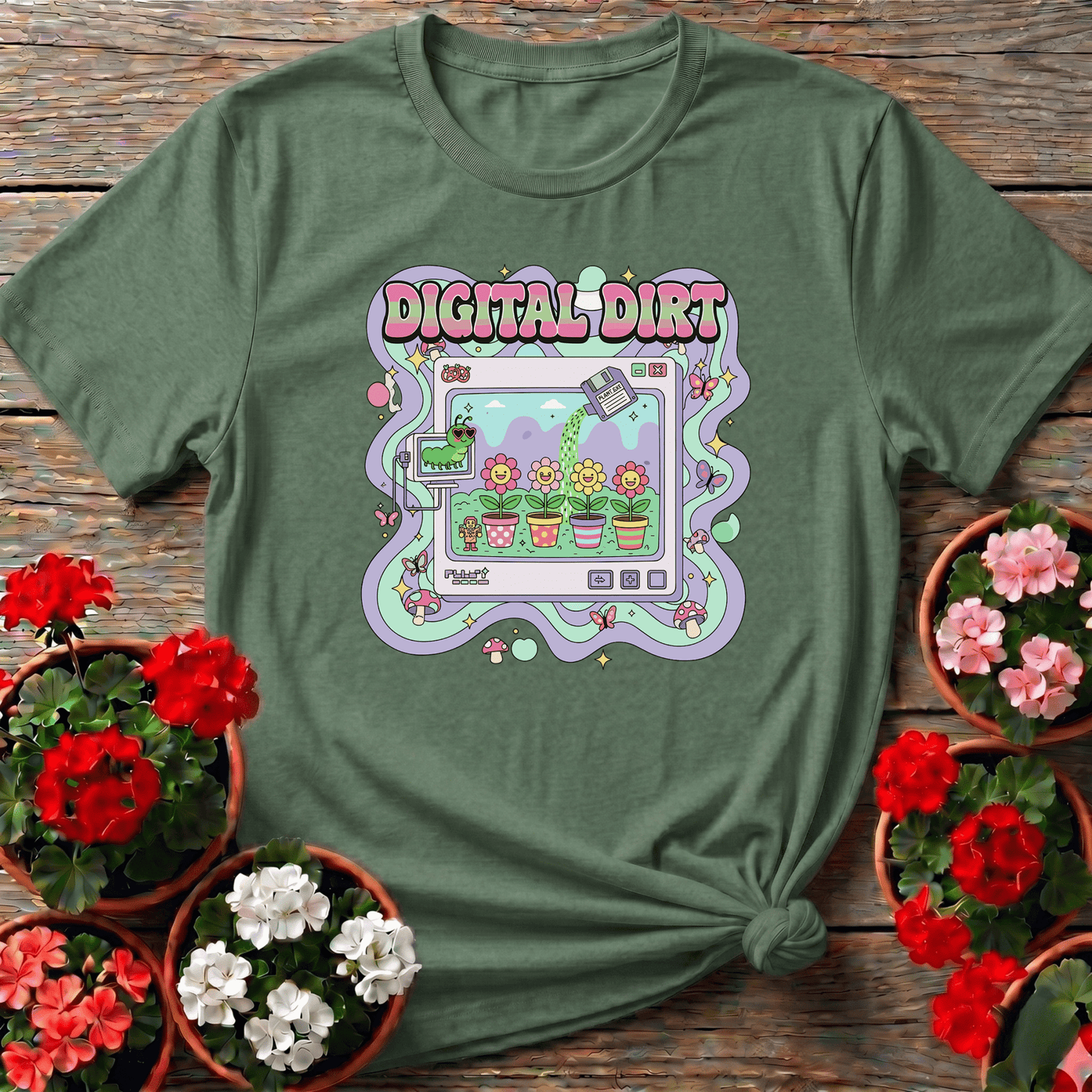 Digital Dirt Y2K Kidcore Computer Gardening Tee - GardeningTshirts