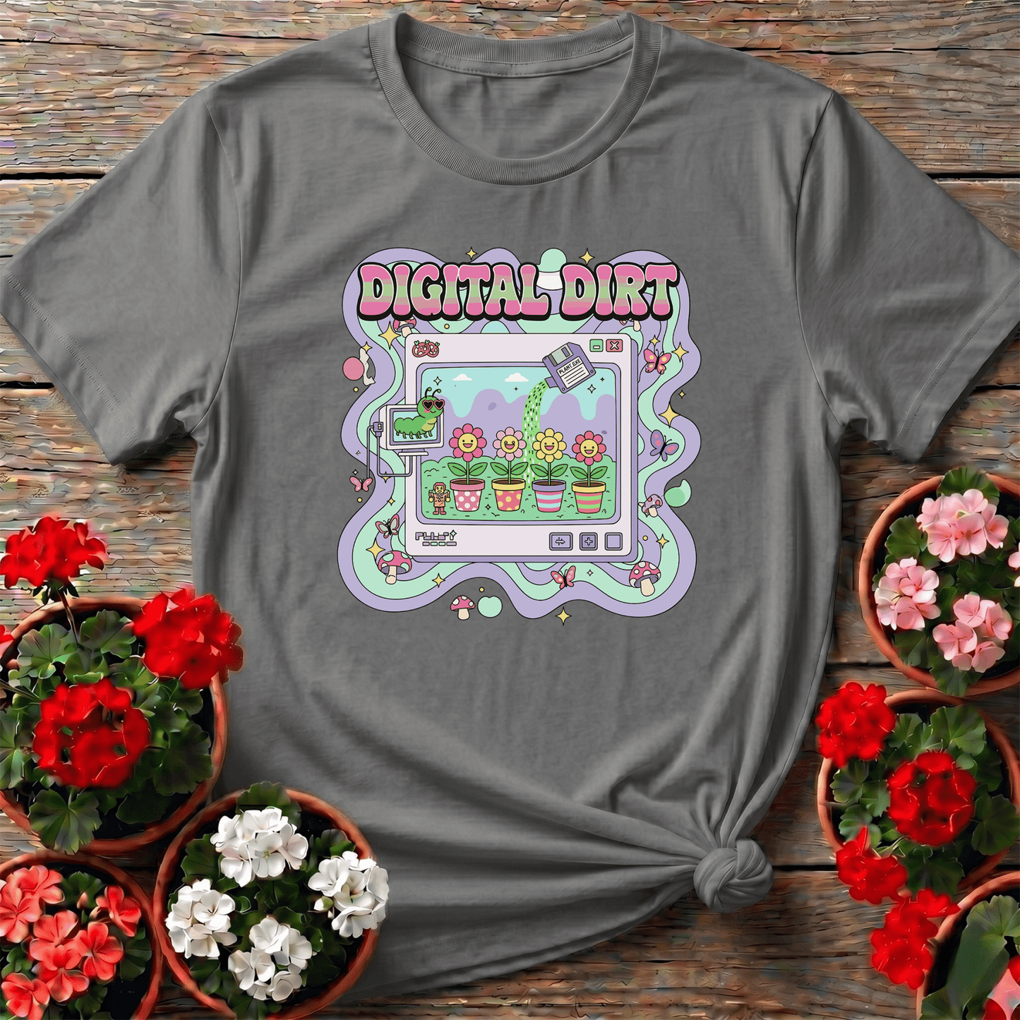Digital Dirt Y2K Kidcore Computer Gardening Tee - GardeningTshirts