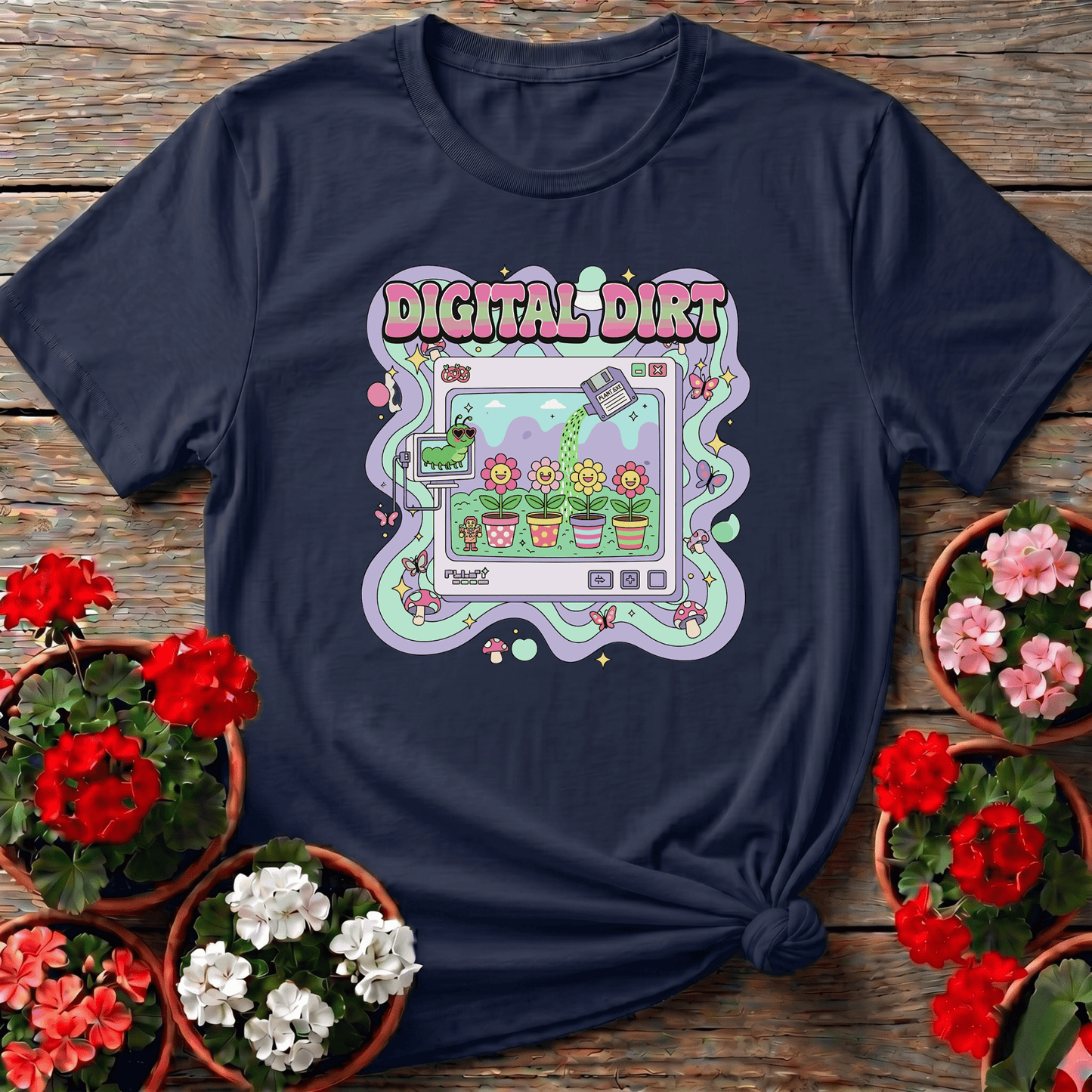 Digital Dirt Y2K Kidcore Computer Gardening Tee - GardeningTshirts