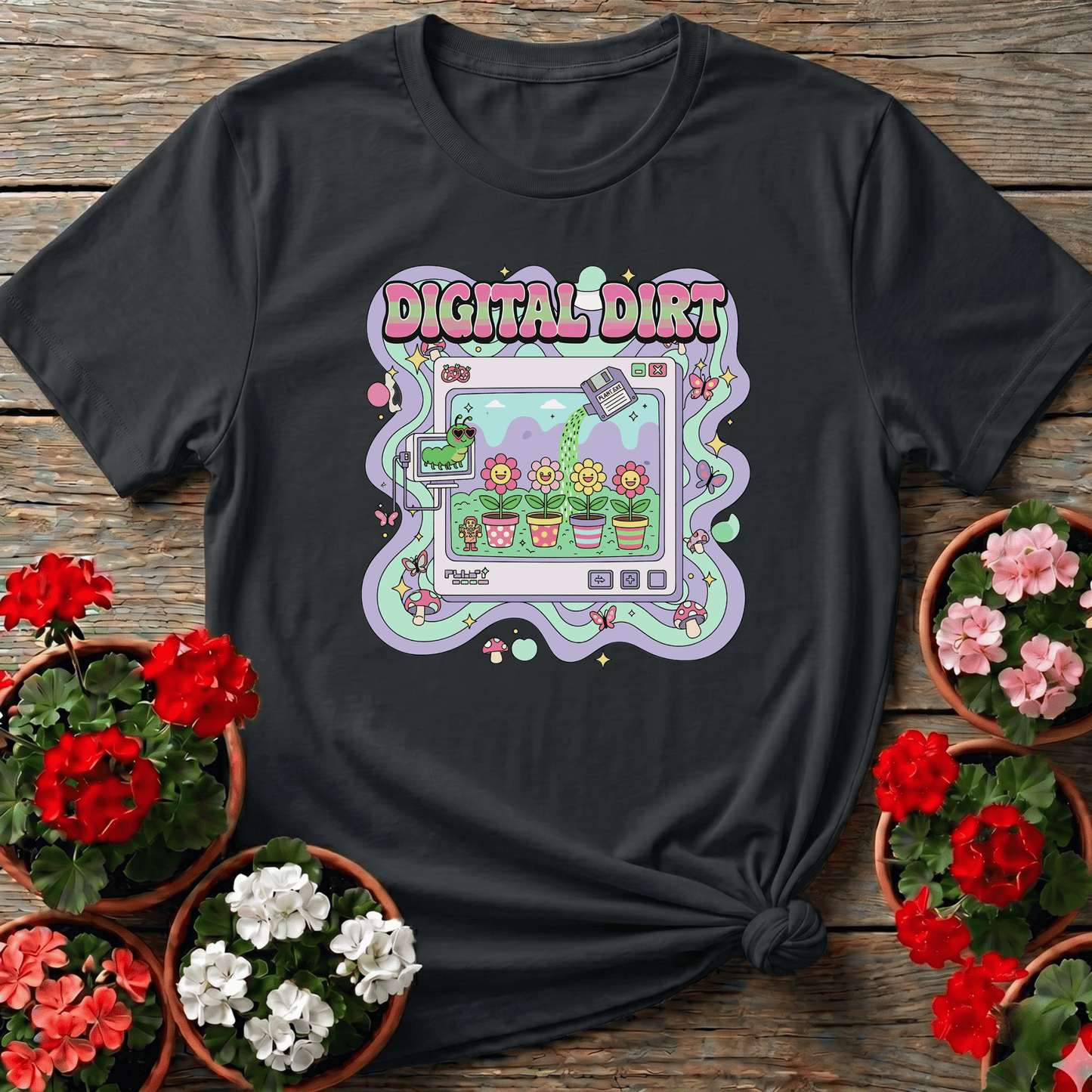 Digital Dirt Y2K Kidcore Computer Gardening Tee - GardeningTshirts