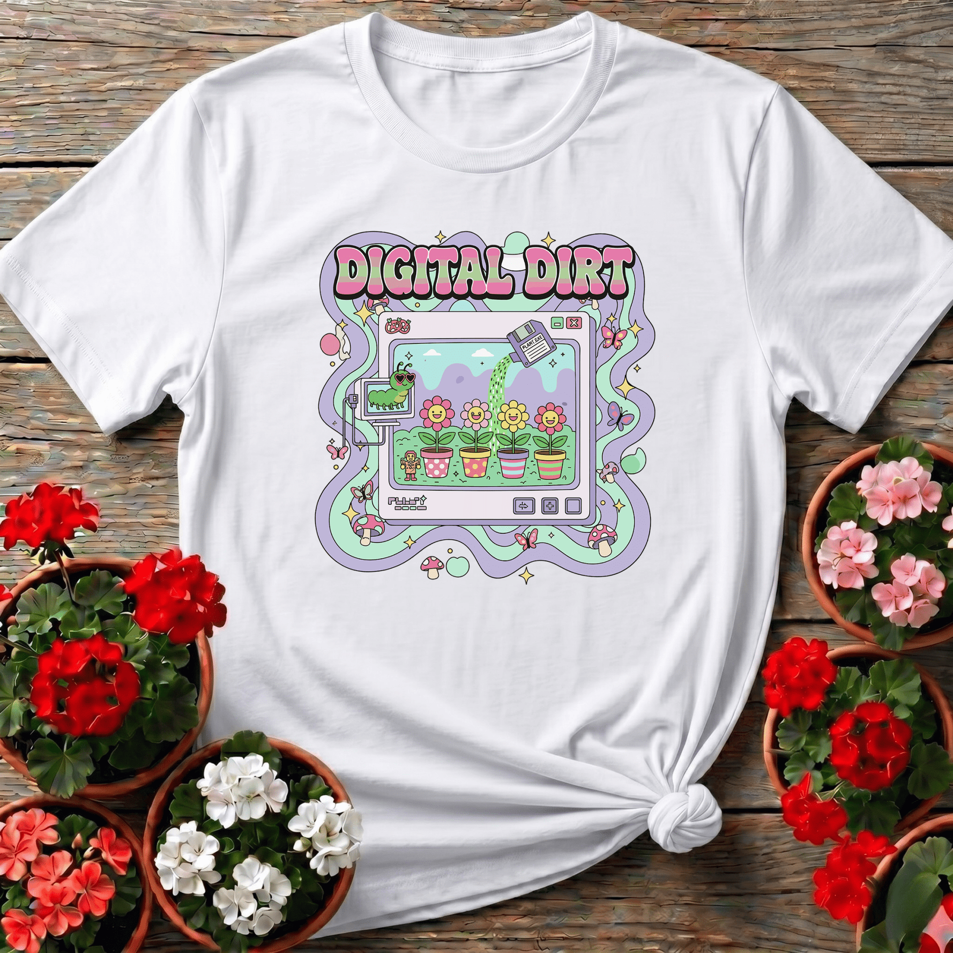 Digital Dirt Y2K Kidcore Computer Gardening Tee - GardeningTshirts