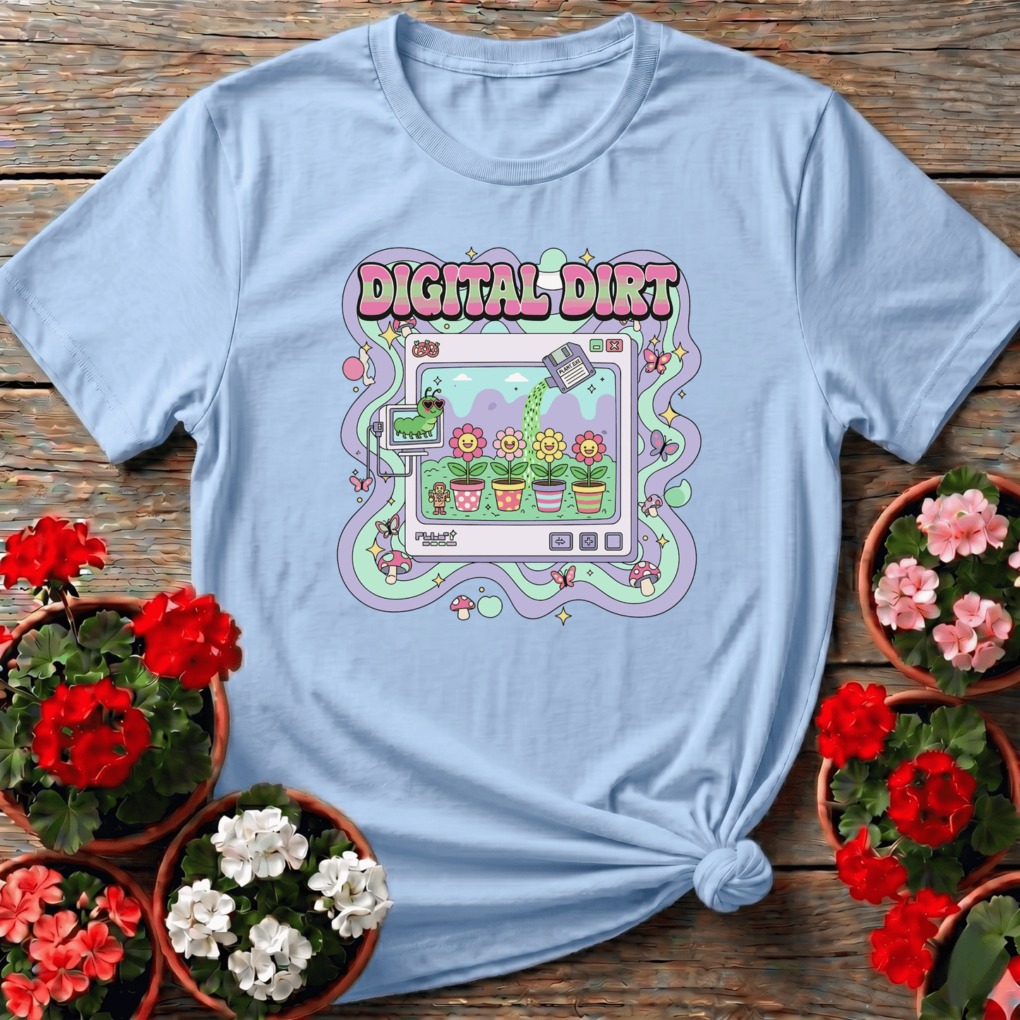Digital Dirt Y2K Kidcore Computer Gardening Tee - GardeningTshirts