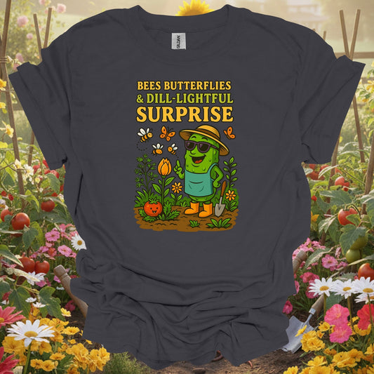 Charcoal gray dill-lightful surprise funny pickle gardening shirt for pickle lovers, vegetable gardeners, pun enthusiasts,...