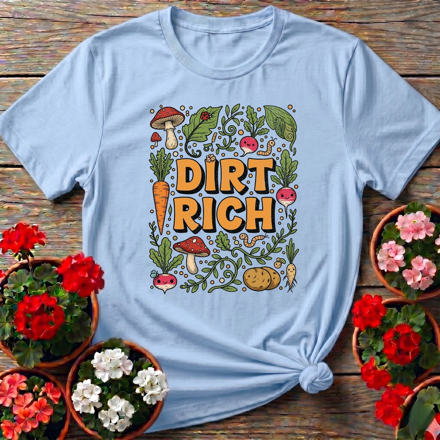 Dirt Rich Vintage Style Harvest Tee - GardeningTshirts