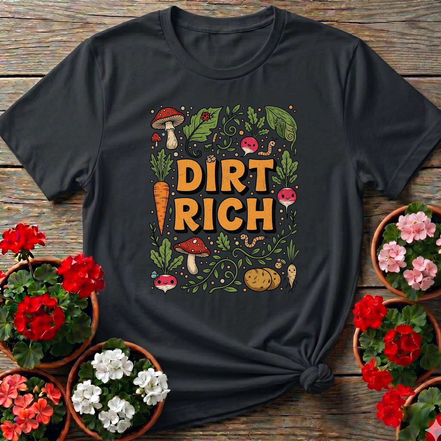 Dirt Rich Vintage Style Harvest Tee - GardeningTshirts