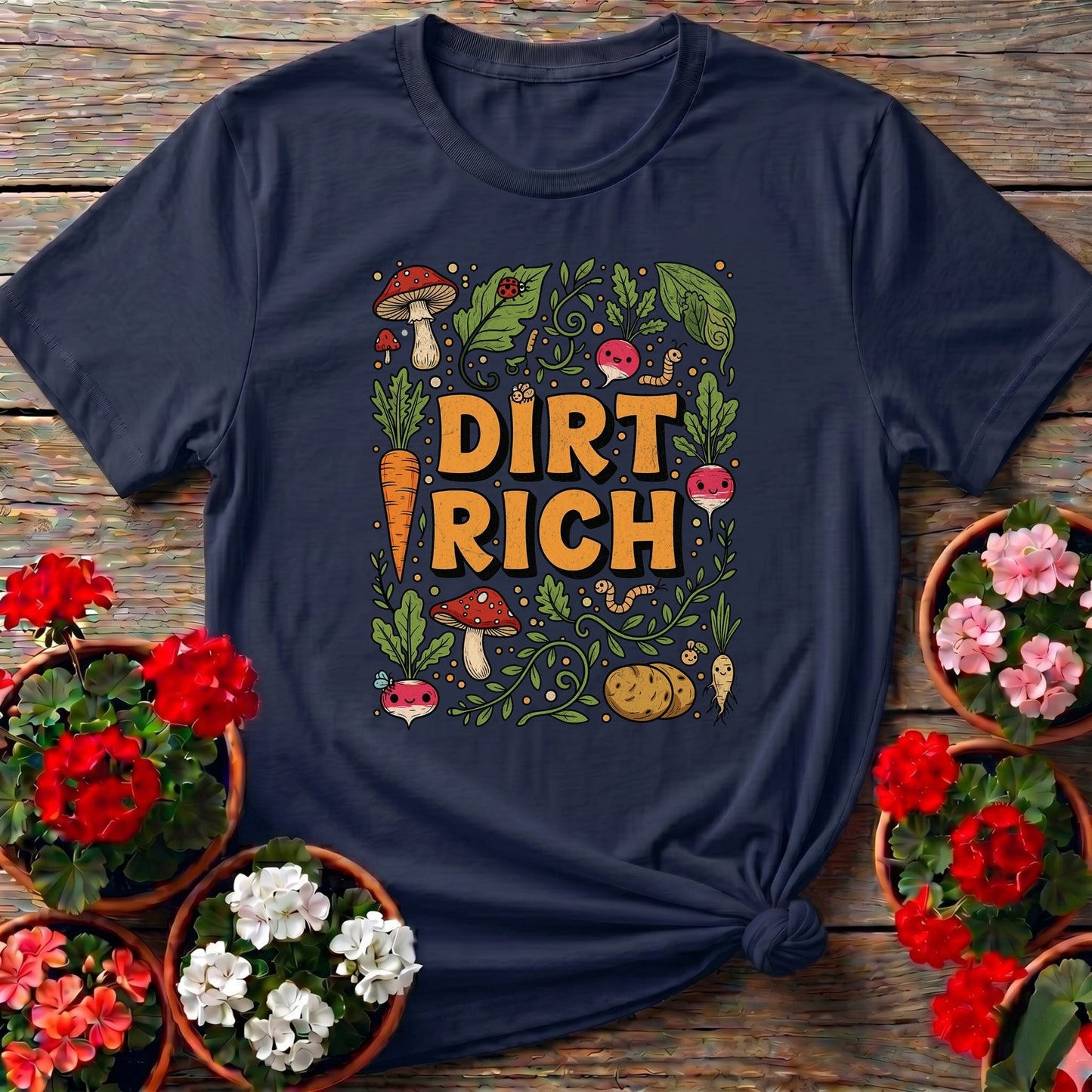 Dirt Rich Vintage Style Harvest Tee - GardeningTshirts