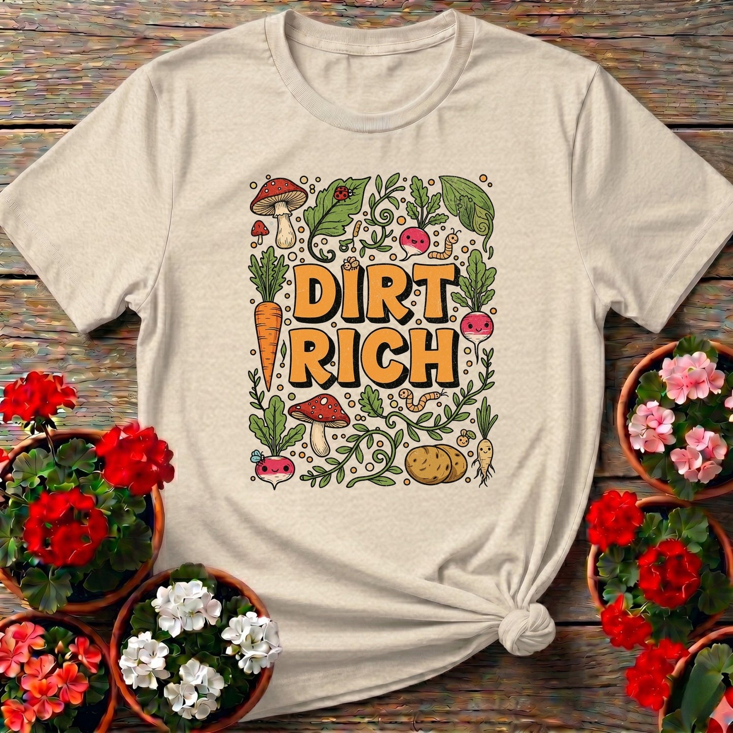 Dirt Rich Vintage Style Harvest Tee - GardeningTshirts
