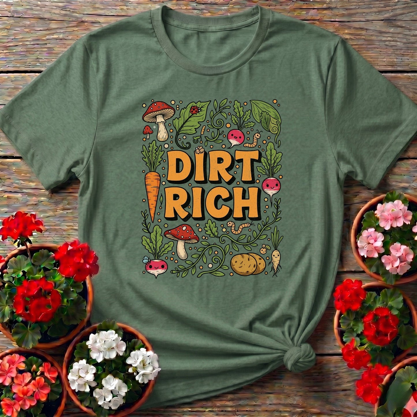 Dirt Rich Vintage Style Harvest Tee - GardeningTshirts