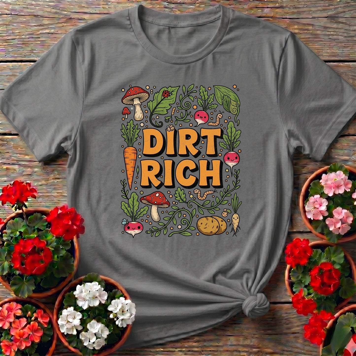 Dirt Rich Vintage Style Harvest Tee - GardeningTshirts