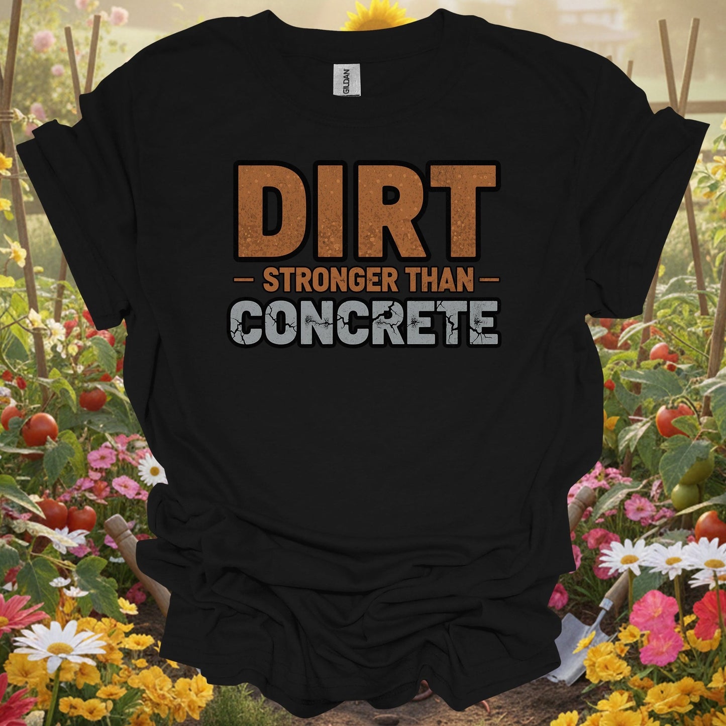 "Dirt Stronger Than Concrete" Gardener T-Shirt - GardeningTshirts
