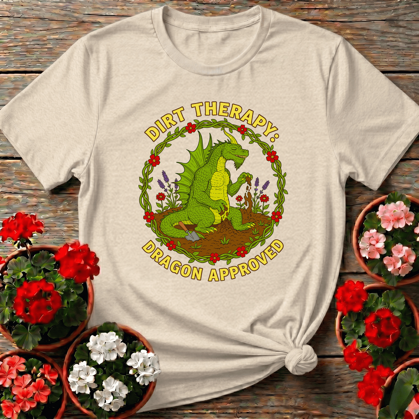 Dirt Therapy Dragon Approved Funny T-shirt - GardeningTshirts