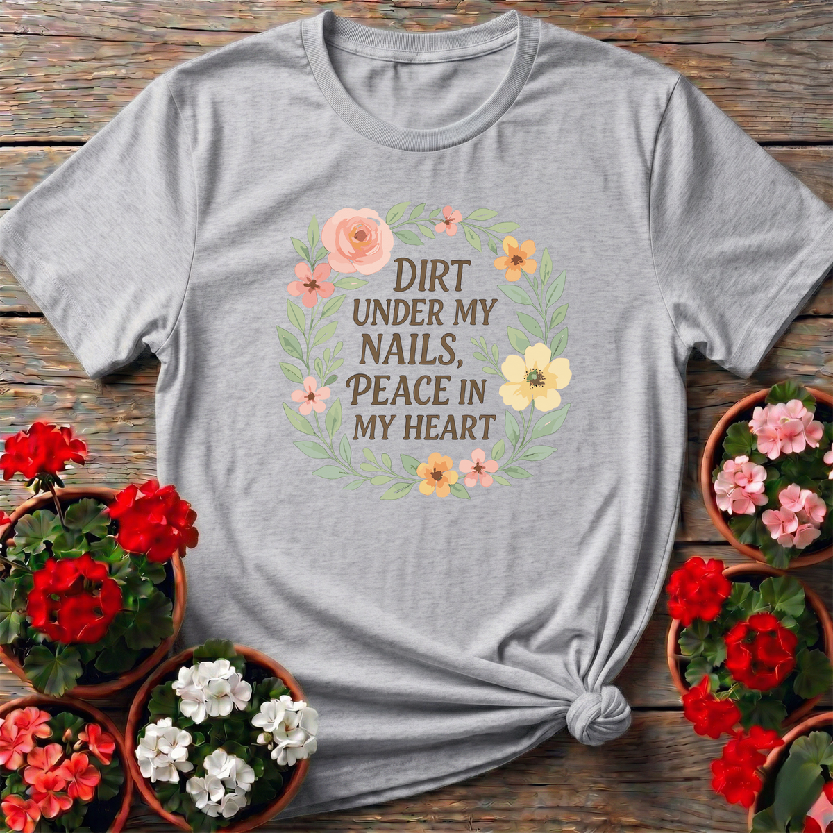 Dirt Under My Nails Peace In My Heart Gardening Tee - GardeningTshirts