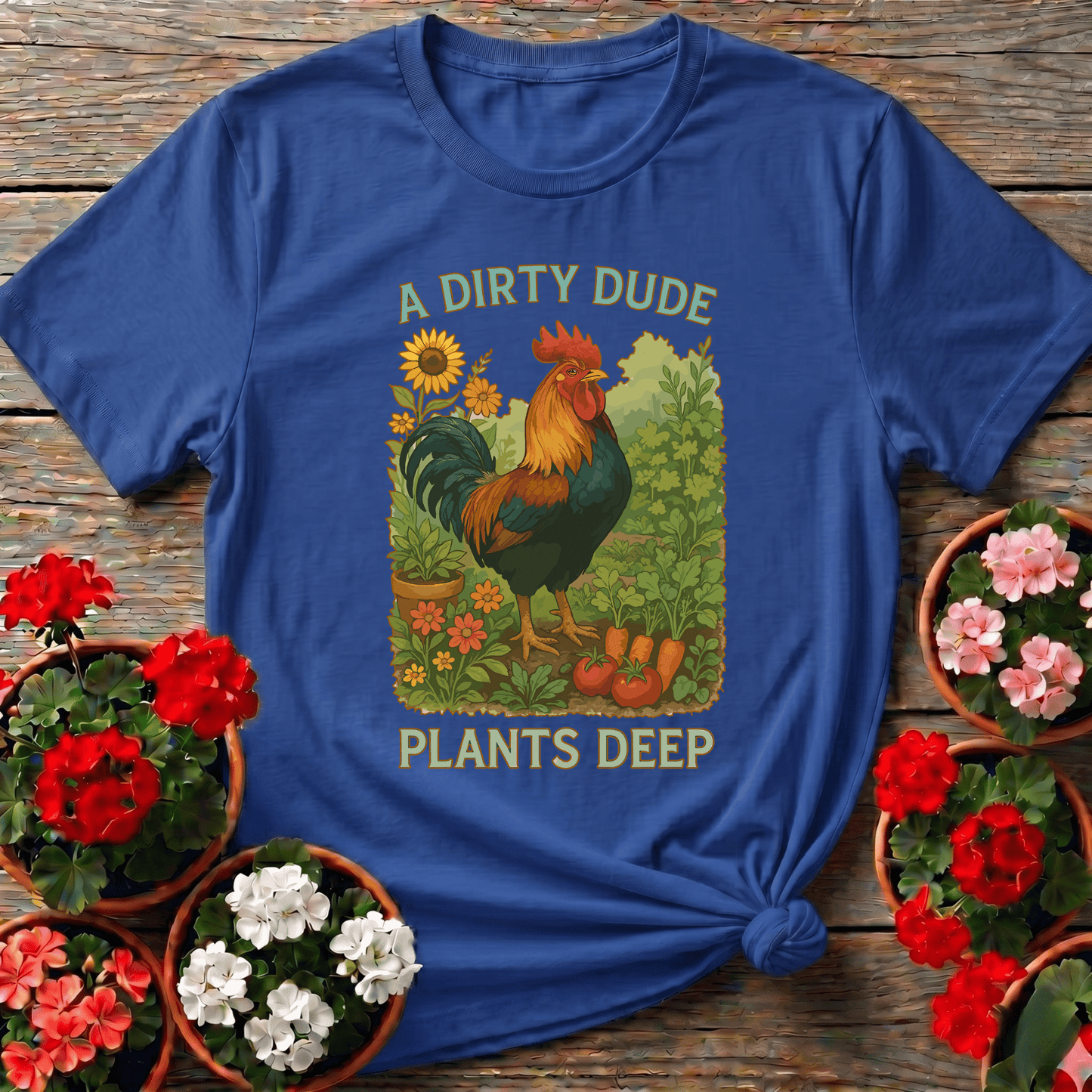 Dirty Dude Plants Deep Dapper Rooster Statement Tee - GardeningTshirts