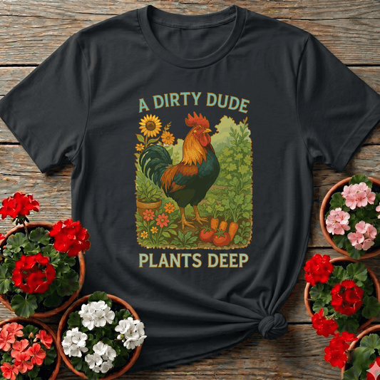 Dirty Dude Plants Deep Dapper Rooster Statement Tee - GardeningTshirts