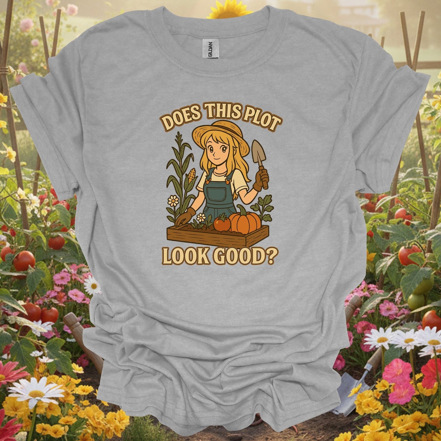 Sport Grey tshirt showing does this plot look good anime raised bed for backyard growers