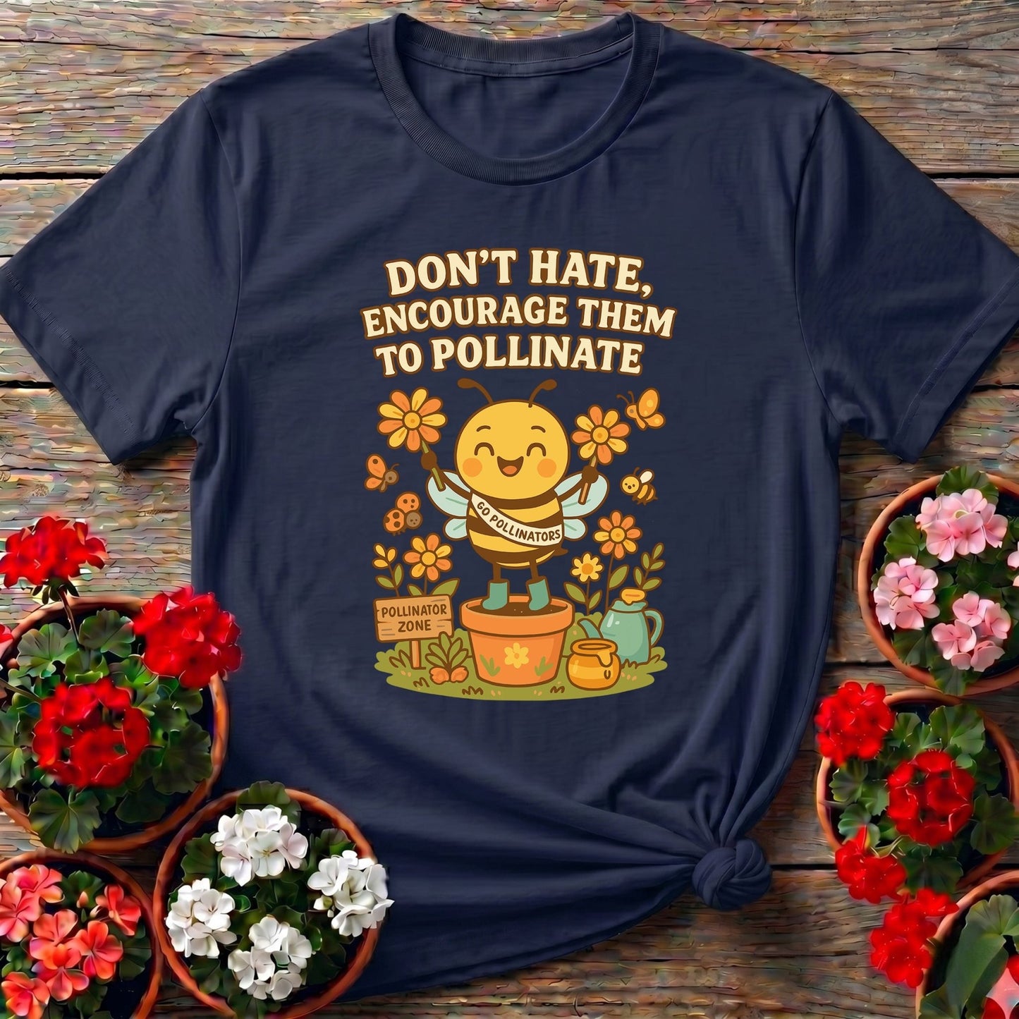 Dont Hate Pollinate Pro Pollinator Activist Tee - GardeningTshirts