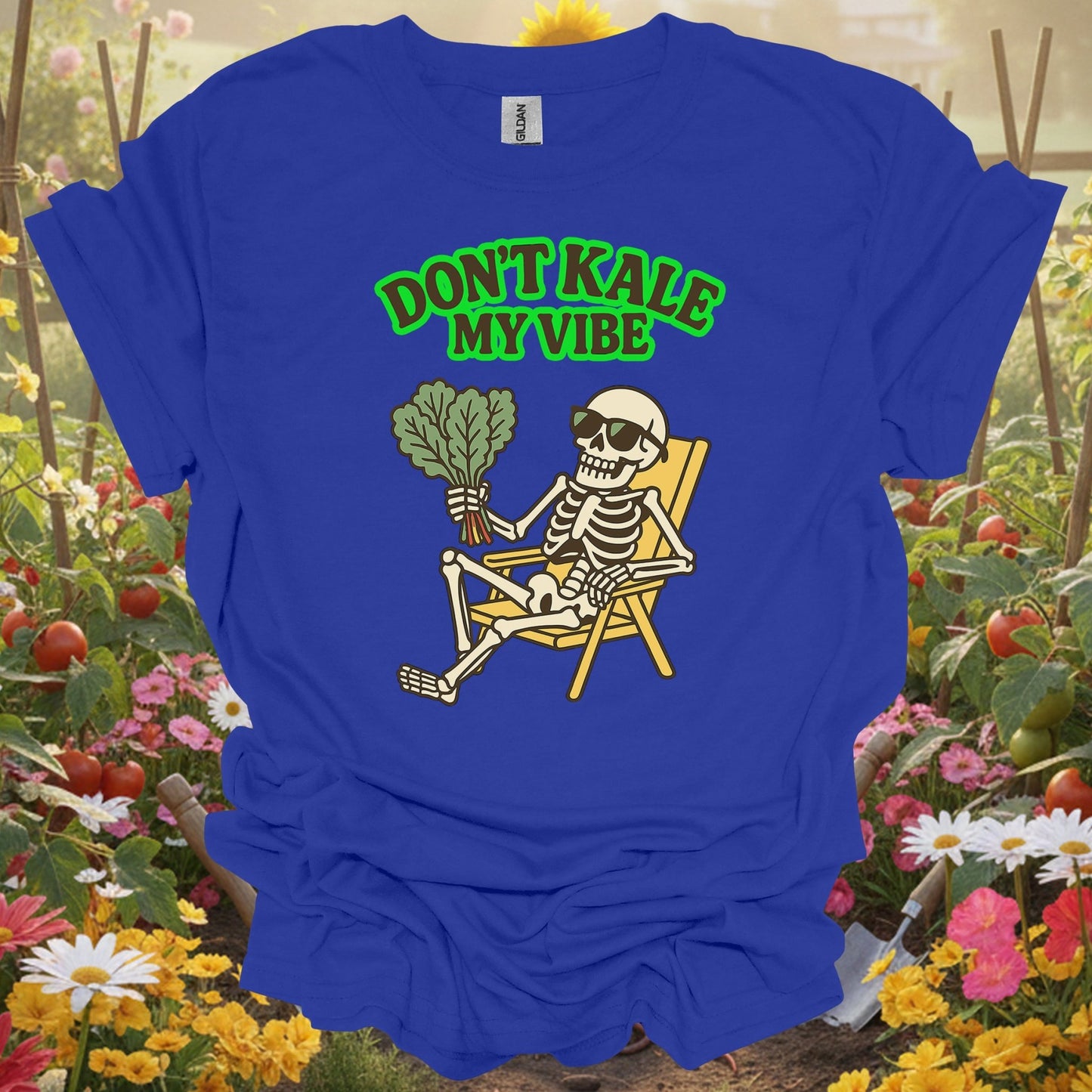 "Don't Kale My Vibe" Funny Skeleton T-Shirt - GardeningTshirts