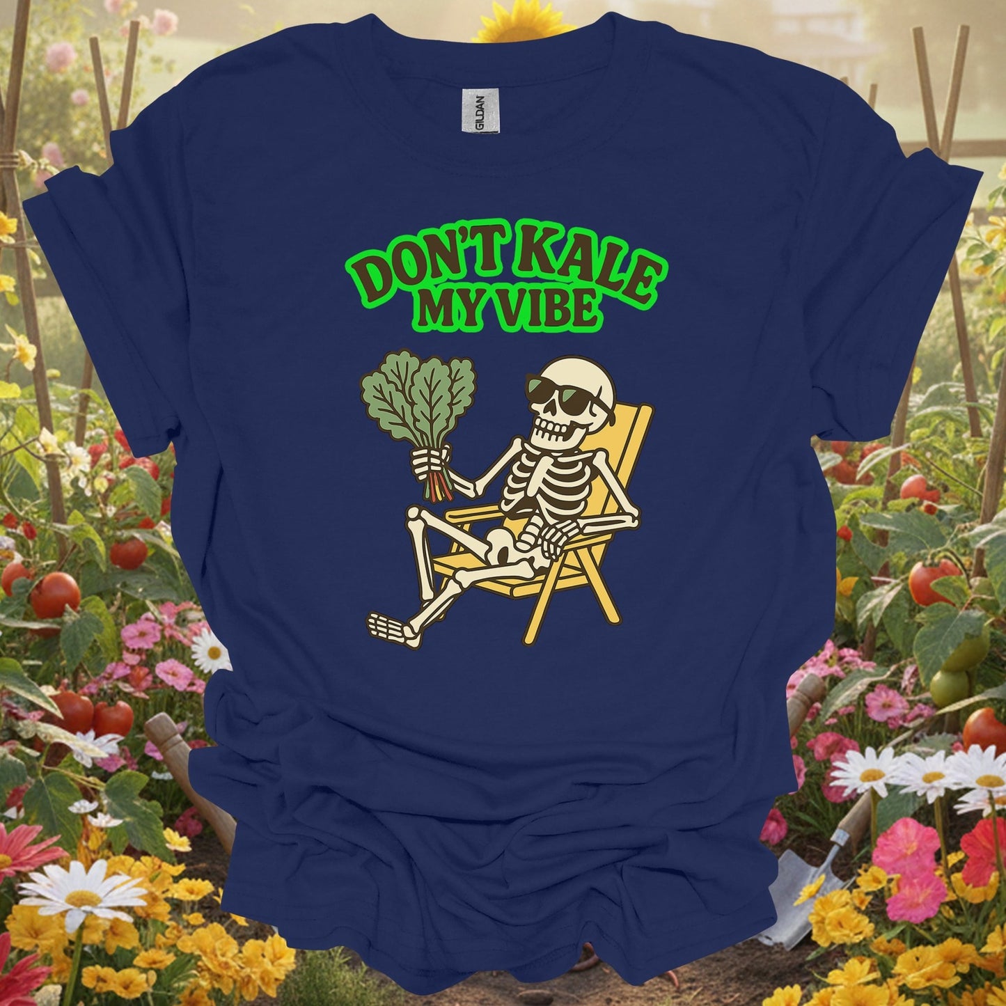 "Don't Kale My Vibe" Funny Skeleton T-Shirt - GardeningTshirts