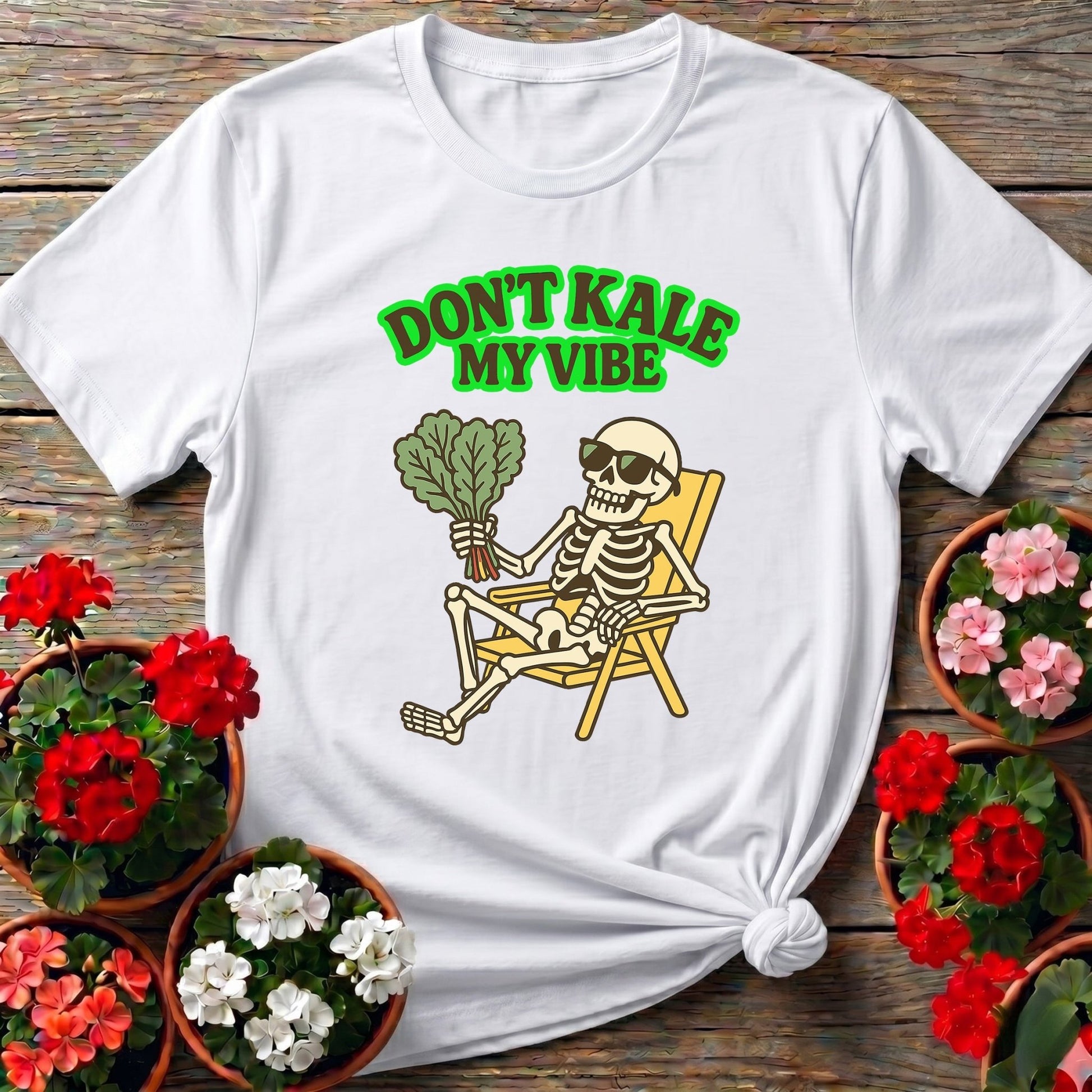 Don't Kale My Vibe Funny Skeleton Tee - GardeningTshirts