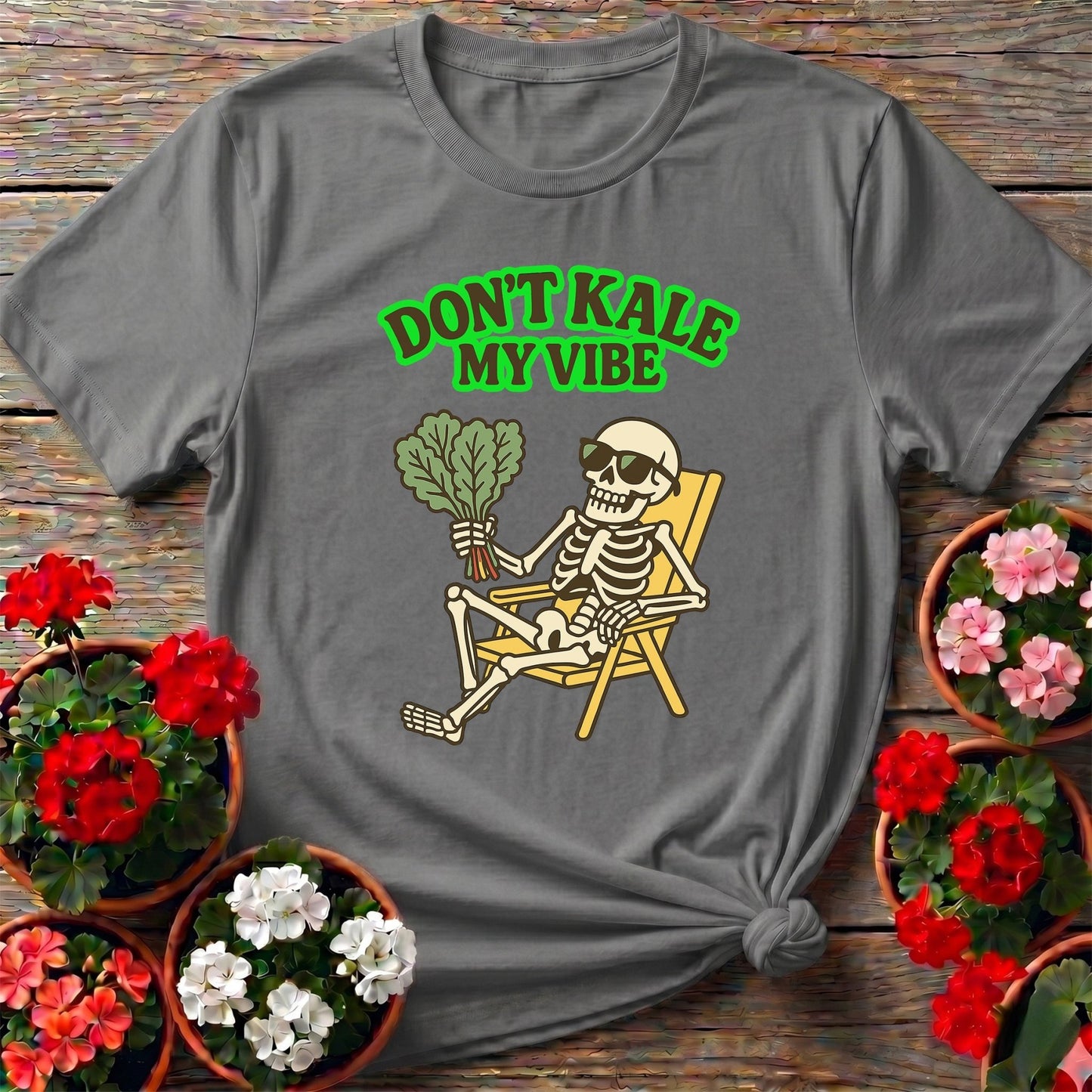 Don't Kale My Vibe Funny Skeleton Tee - GardeningTshirts