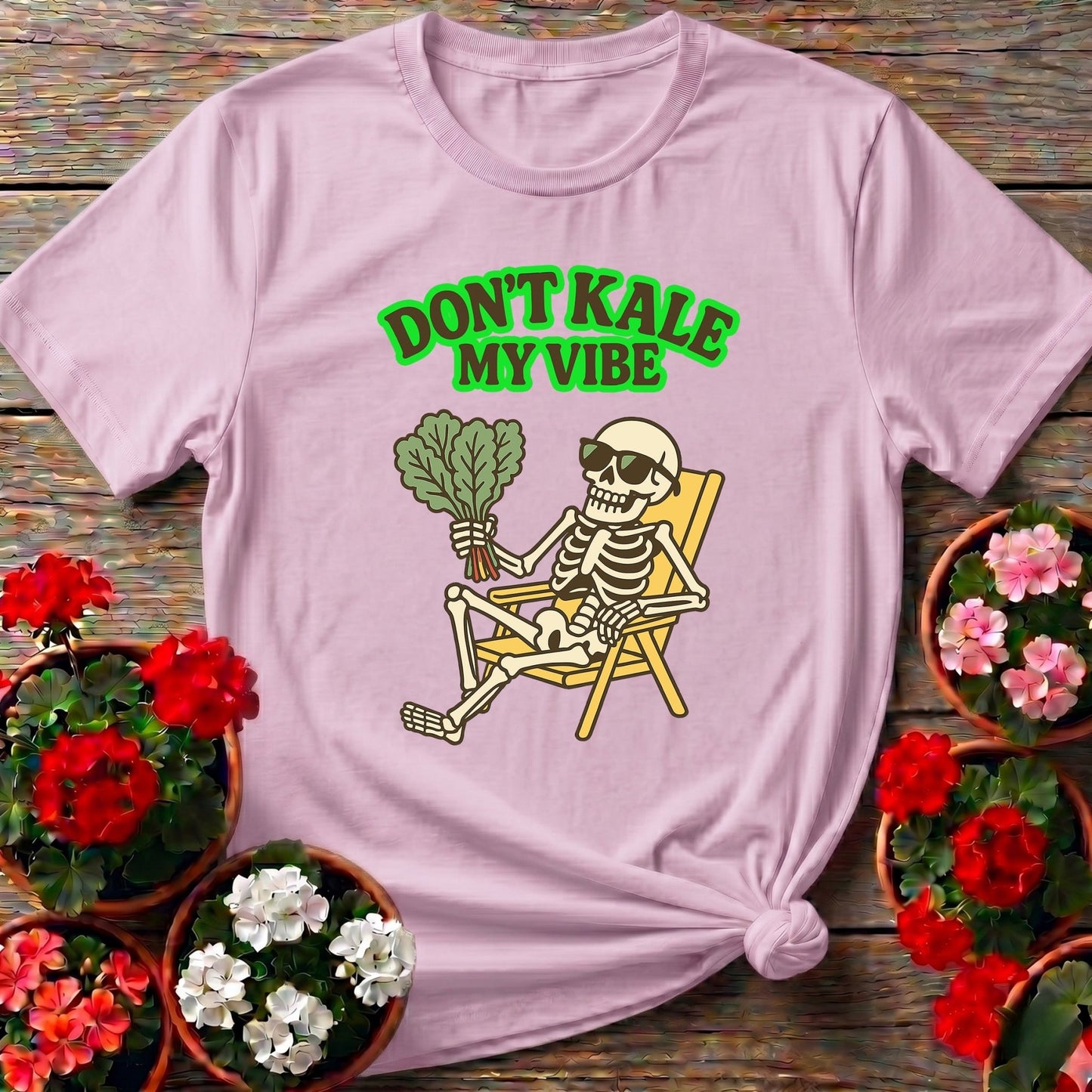 Don't Kale My Vibe Funny Skeleton Tee - GardeningTshirts