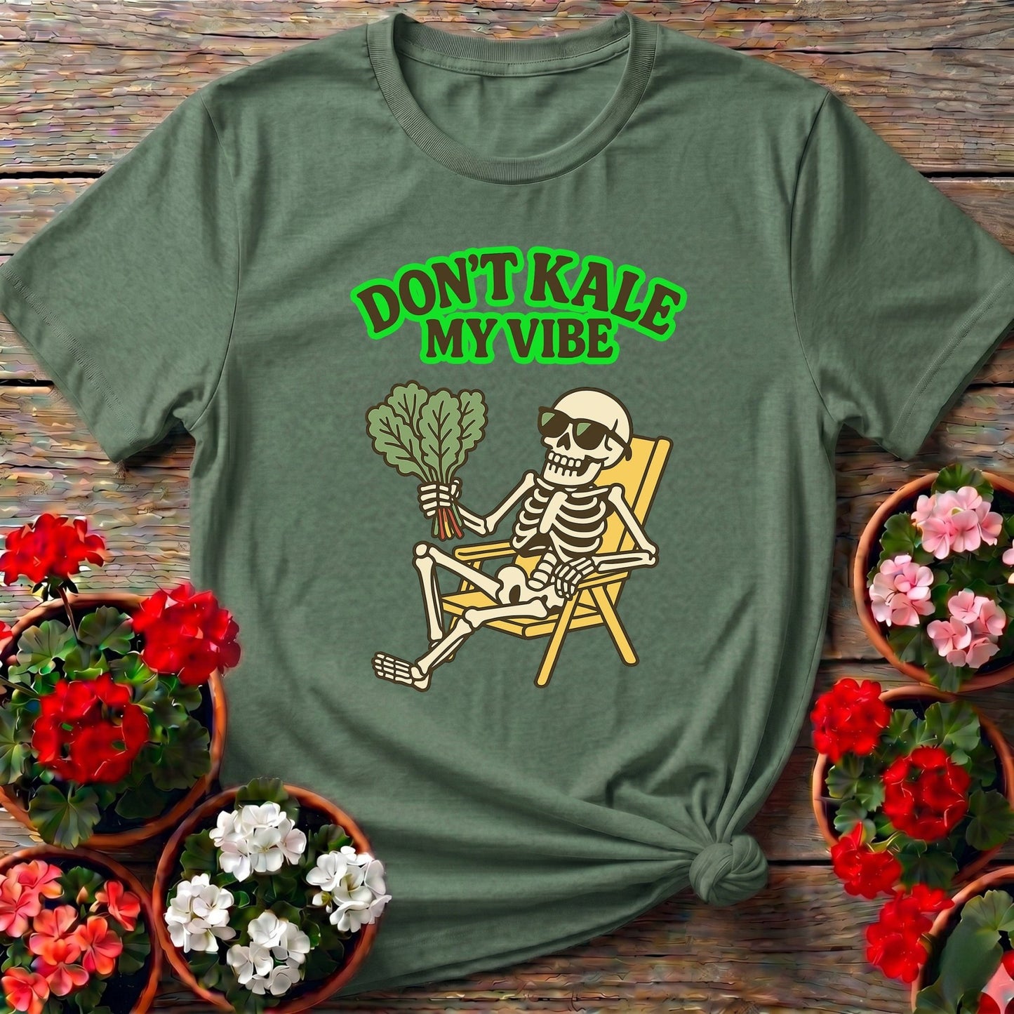 Don't Kale My Vibe Funny Skeleton Tee - GardeningTshirts