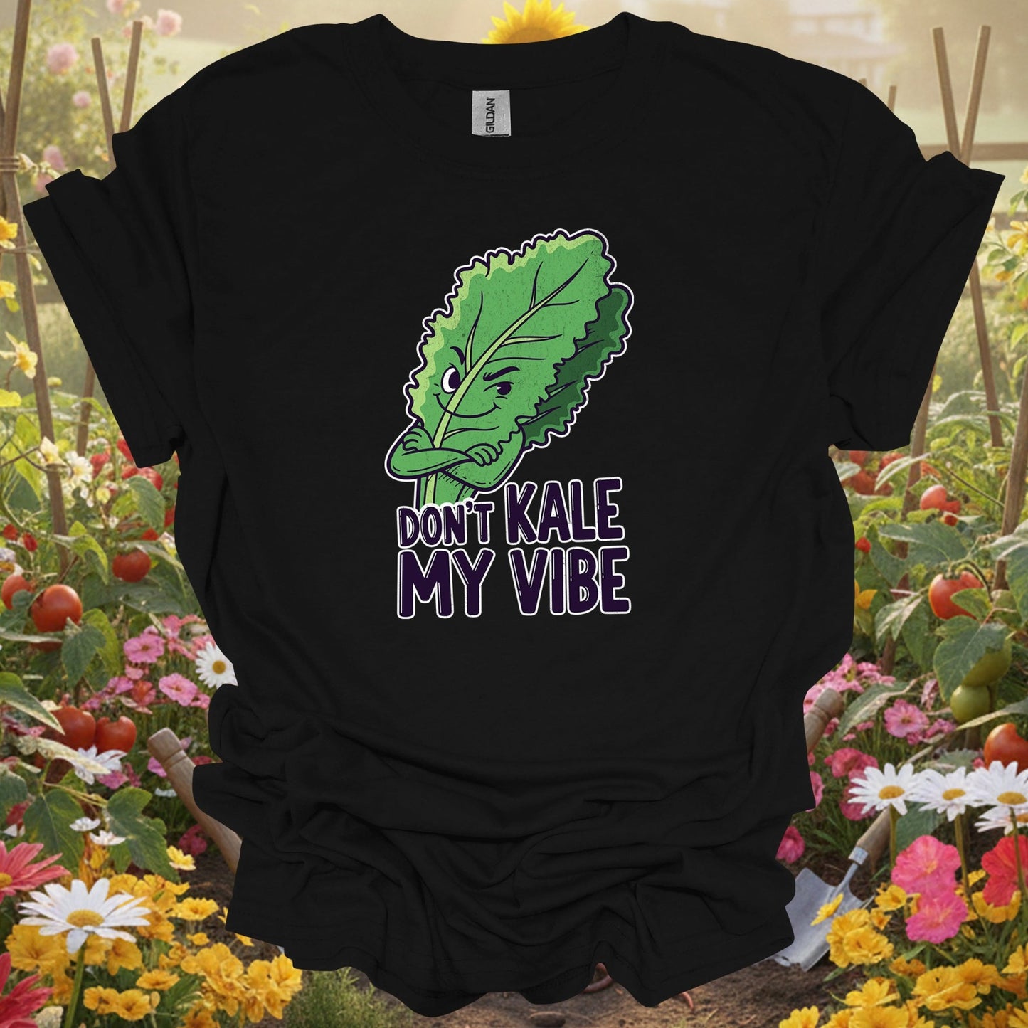 Black top showing dont kale my vibe funny vegetable for nature lovers