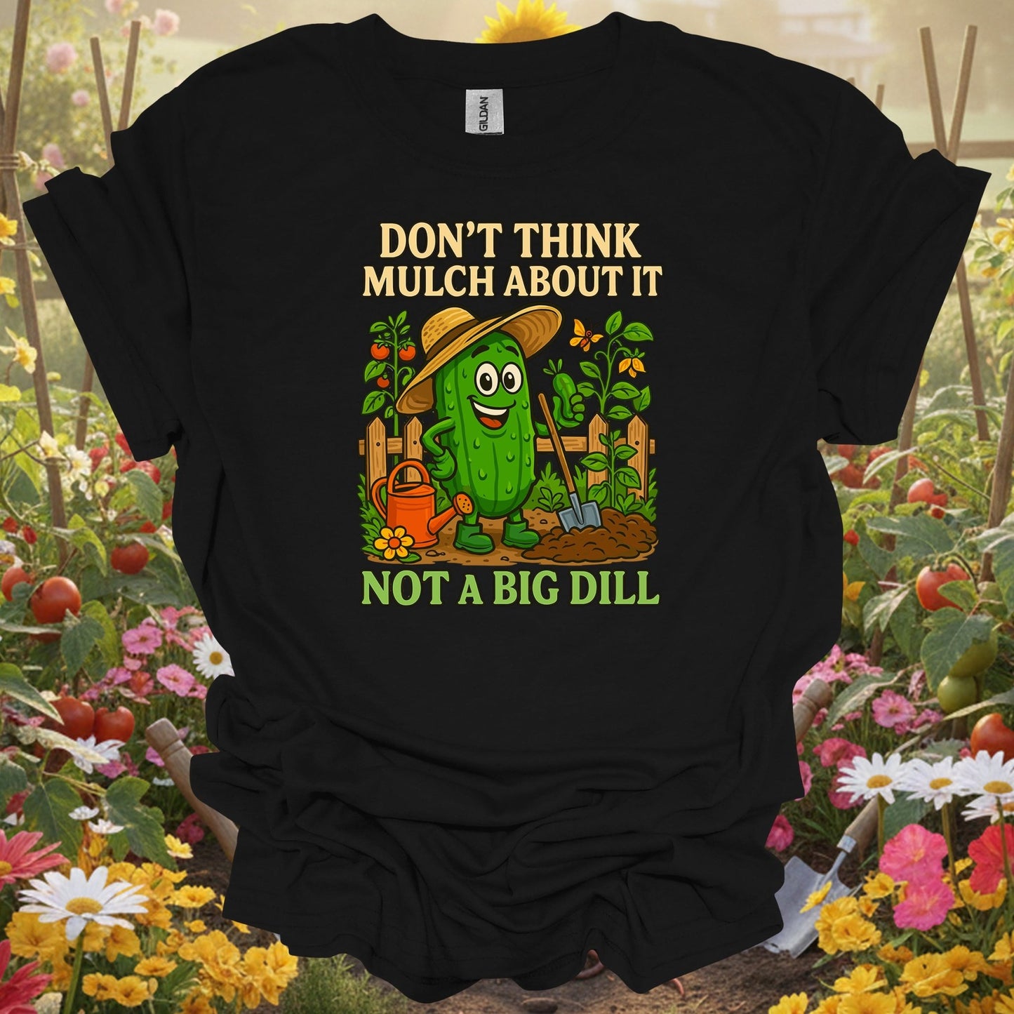 Black top showing dont think mulch about it funny pickle for nature lovers